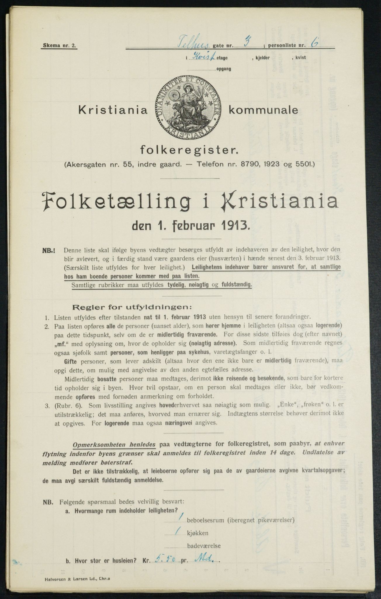 OBA, Kommunal folketelling 1.2.1913 for Kristiania, 1913, s. 107587