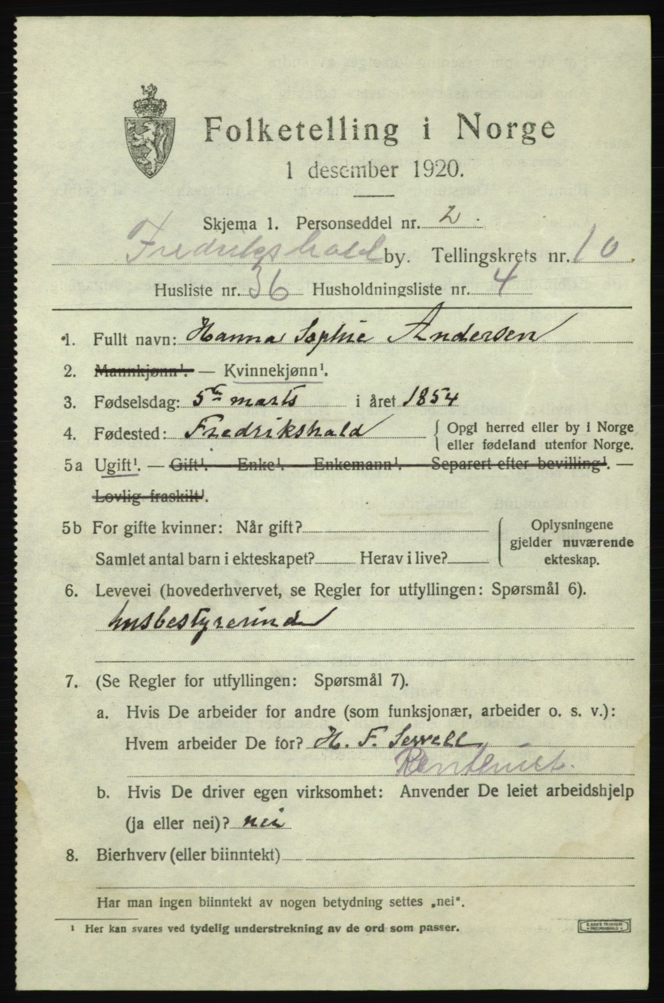 SAO, Folketelling 1920 for 0101 Fredrikshald kjøpstad, 1920, s. 18549
