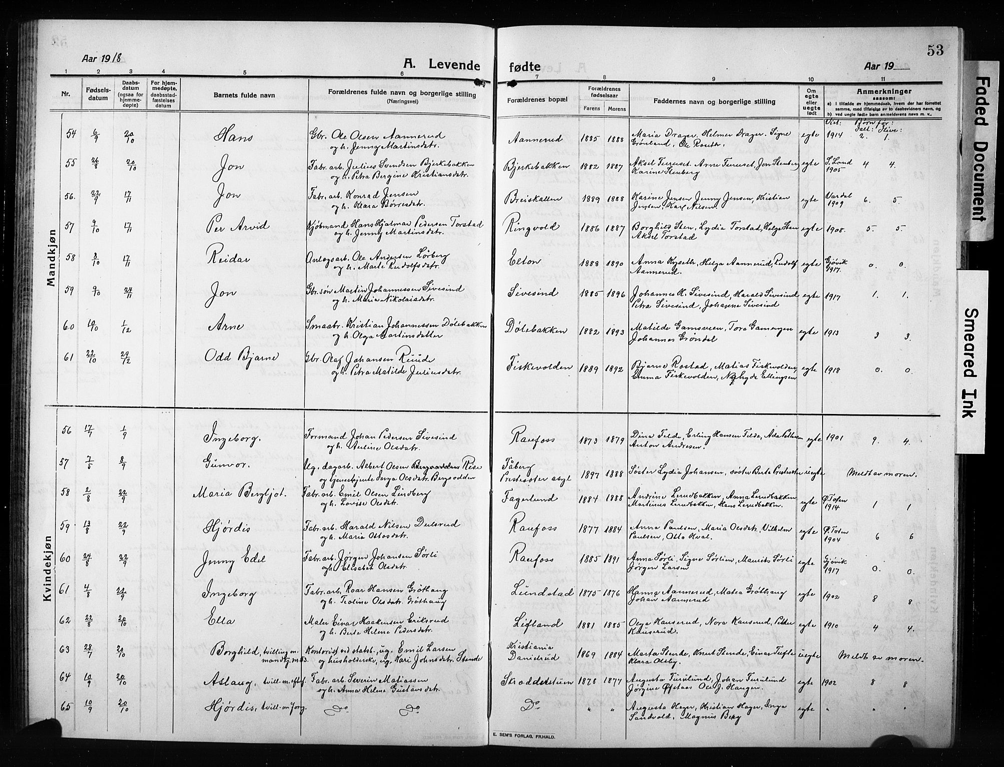 Vestre Toten prestekontor, AV/SAH-PREST-108/H/Ha/Hab/L0012: Klokkerbok nr. 12, 1909-1928, s. 53