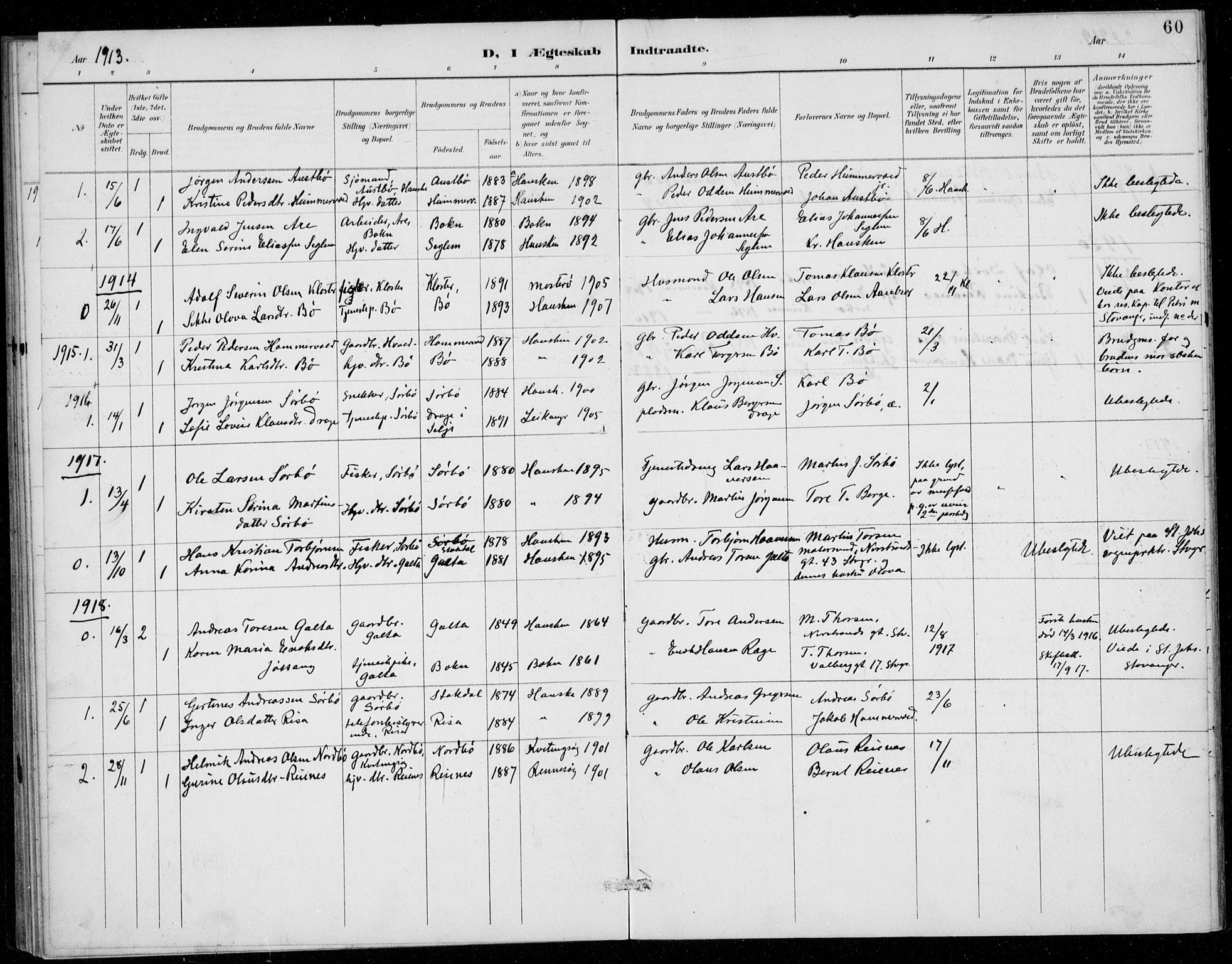 Rennesøy sokneprestkontor, AV/SAST-A -101827/H/Ha/Haa/L0016: Ministerialbok nr. A 16, 1891-1924, s. 60