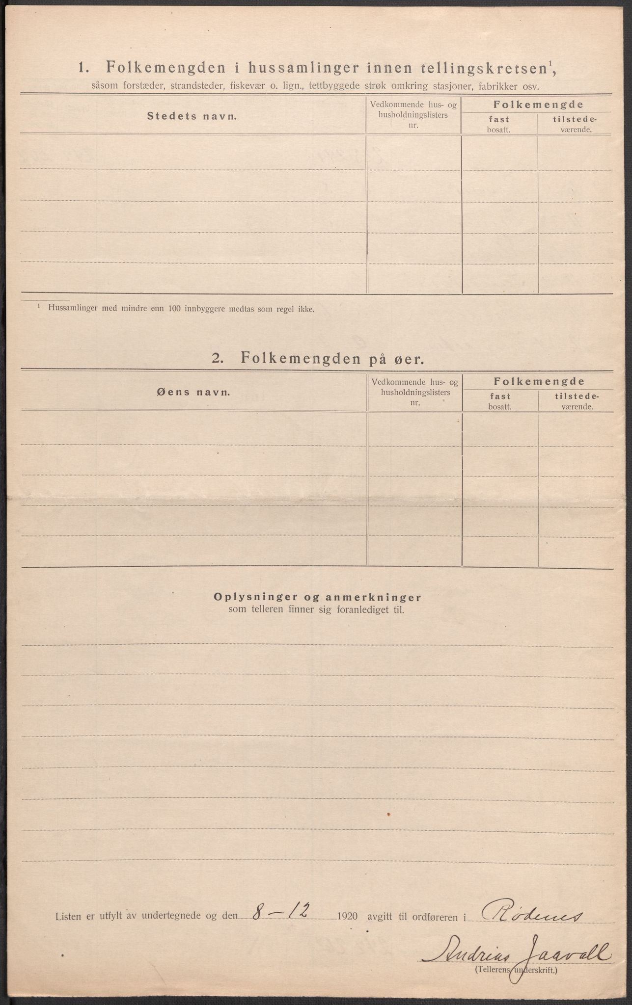 SAO, Folketelling 1920 for 0120 Rødenes herred, 1920, s. 11