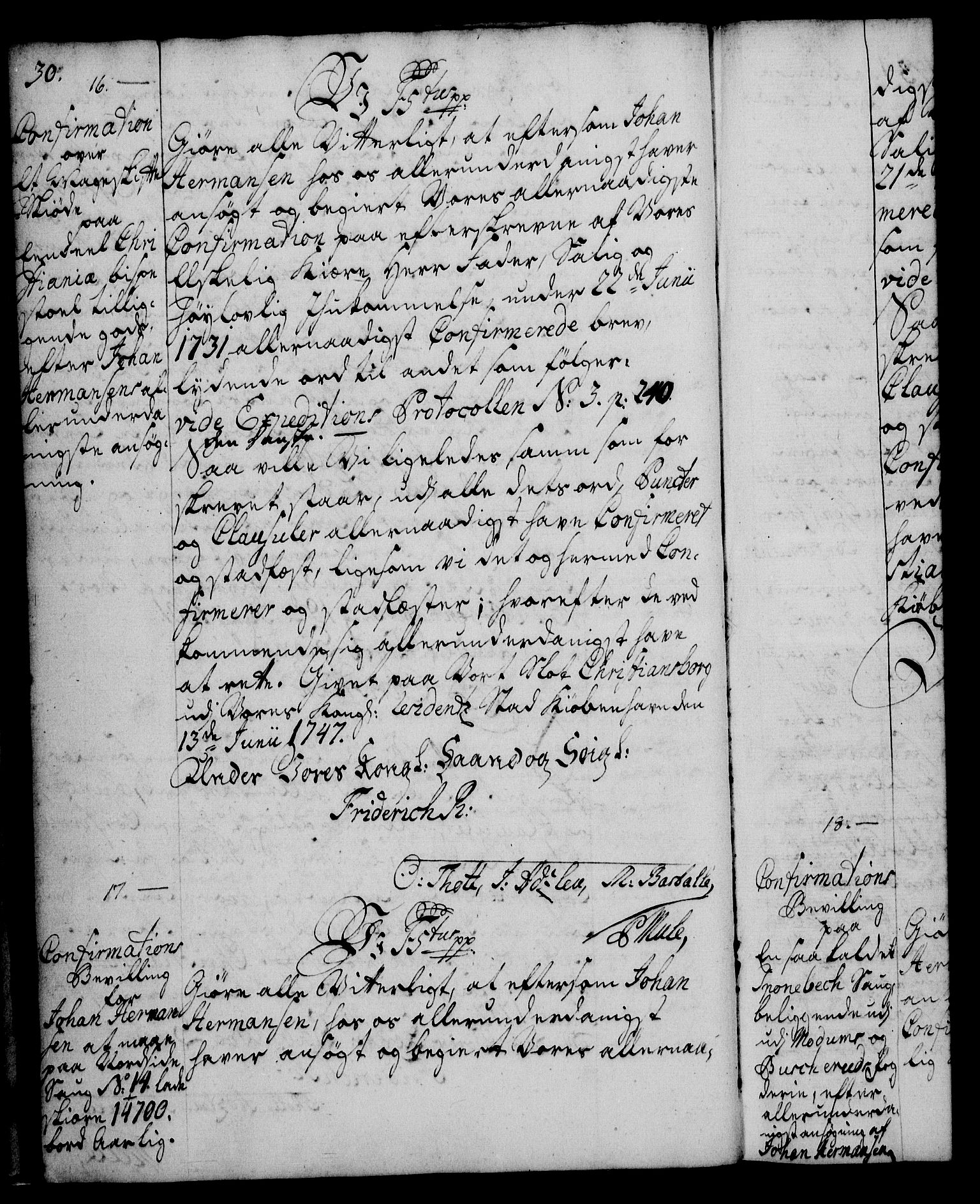 Rentekammeret, Kammerkanselliet, RA/EA-3111/G/Gg/Ggc/Ggca/L0001: Norsk konfirmasjonsekspedisjonsprotokoll med register (merket RK 53.23), 1746-1750, s. 30