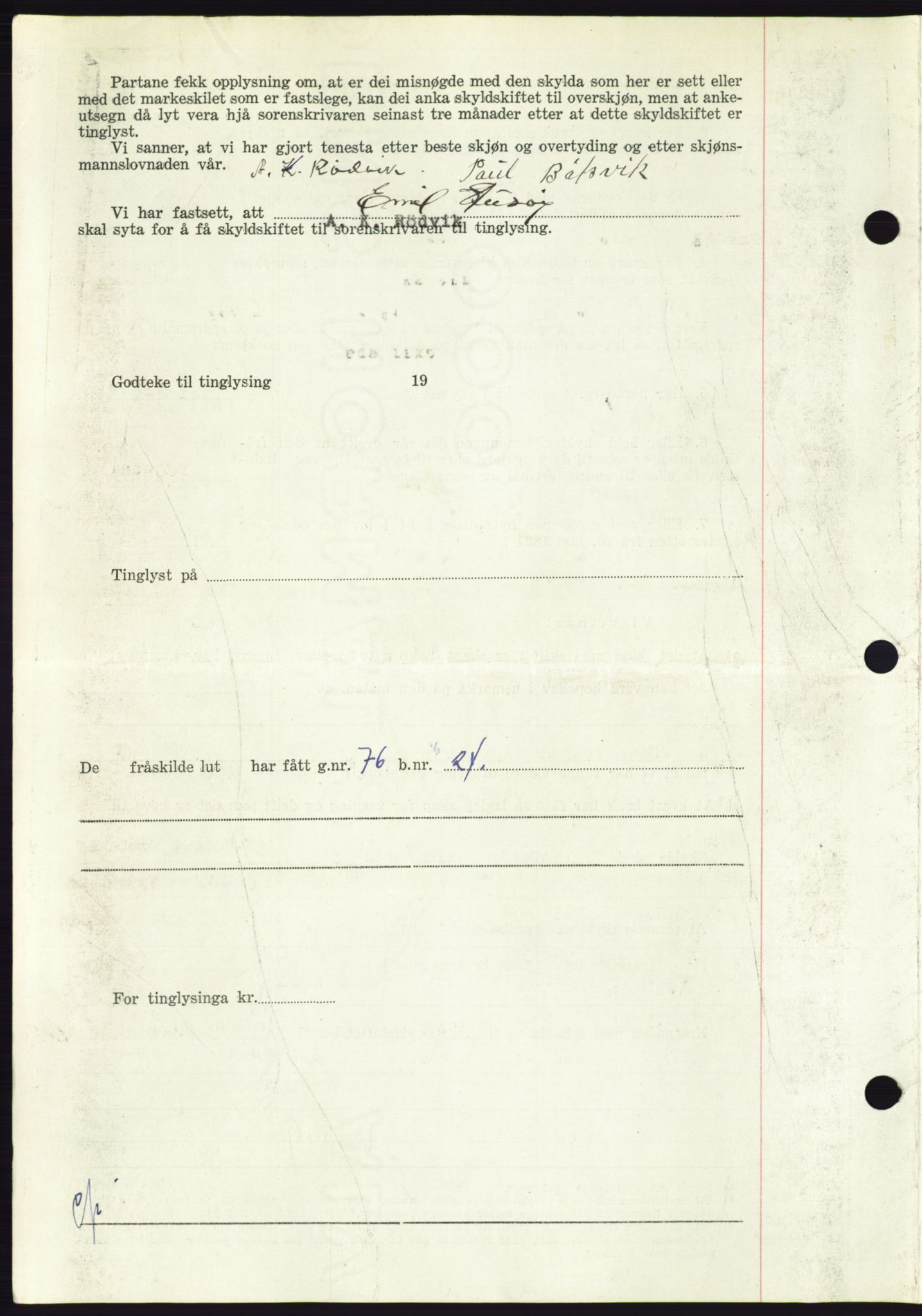 Søre Sunnmøre sorenskriveri, AV/SAT-A-4122/1/2/2C/L0092: Pantebok nr. 18A, 1952-1952, Dagboknr: 765/1952