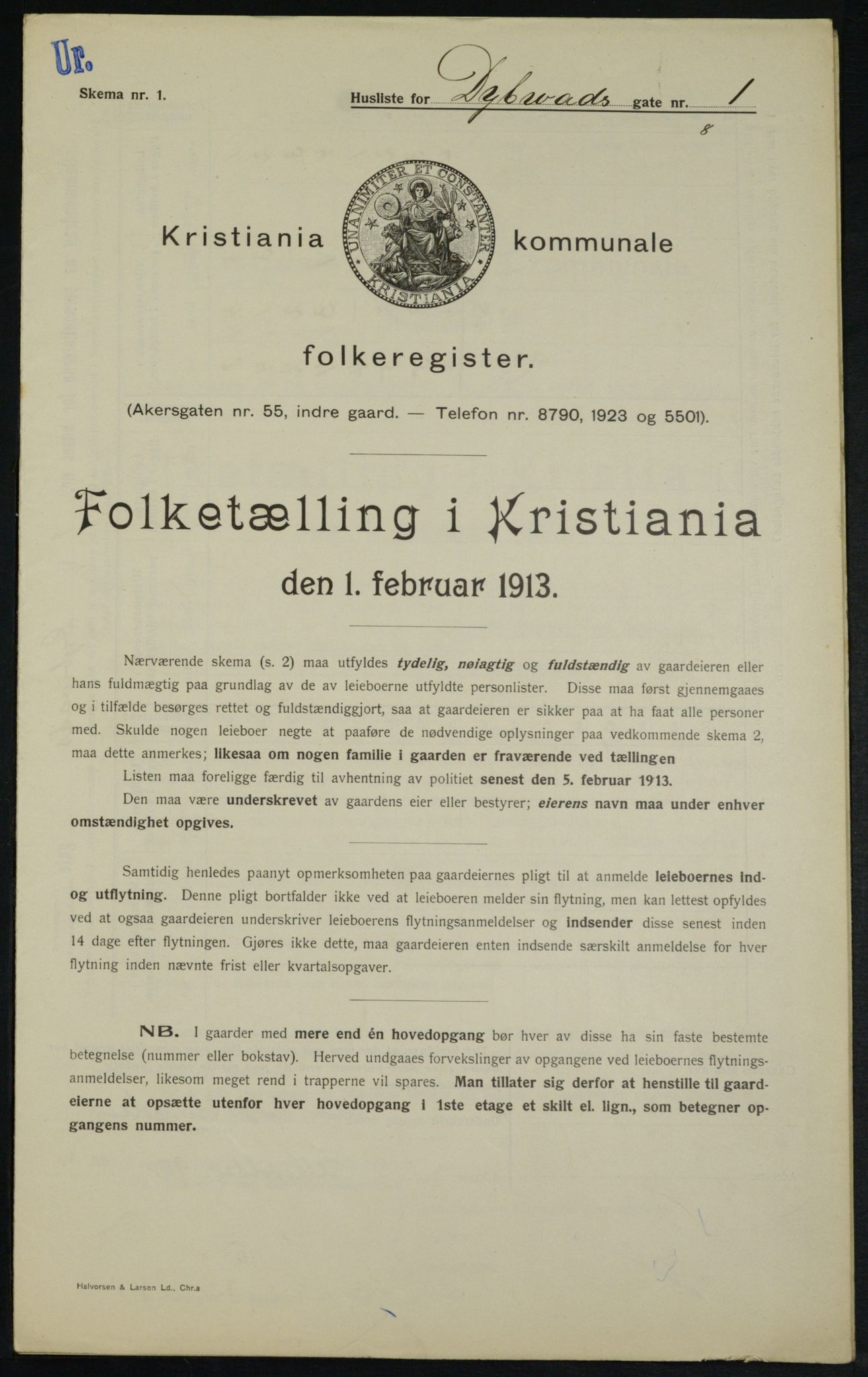 OBA, Kommunal folketelling 1.2.1913 for Kristiania, 1913, s. 17509