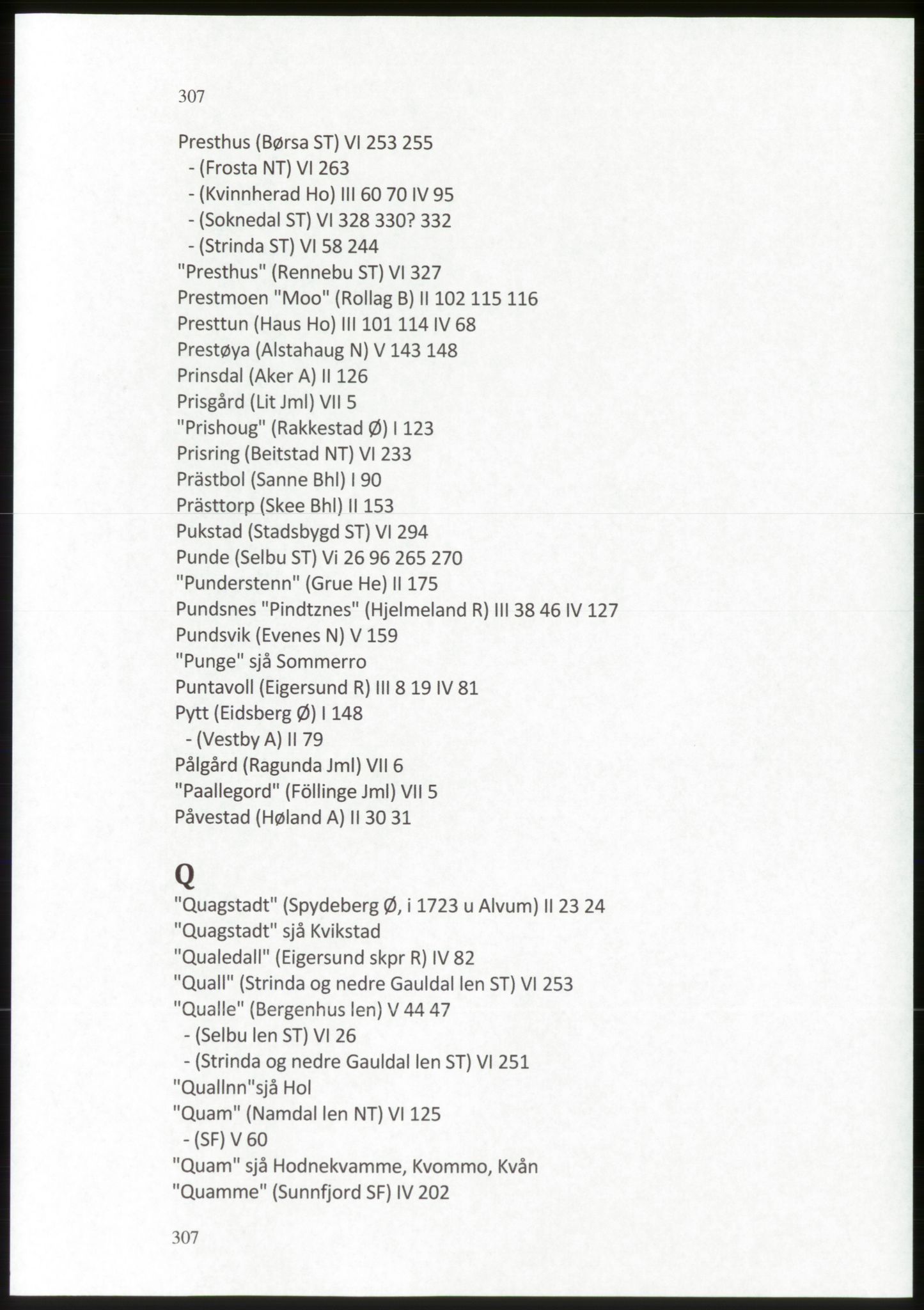 Publikasjoner utgitt av Arkivverket, PUBL/PUBL-001/C/0009: Stedsnavnregister, 1548-1567, s. 307