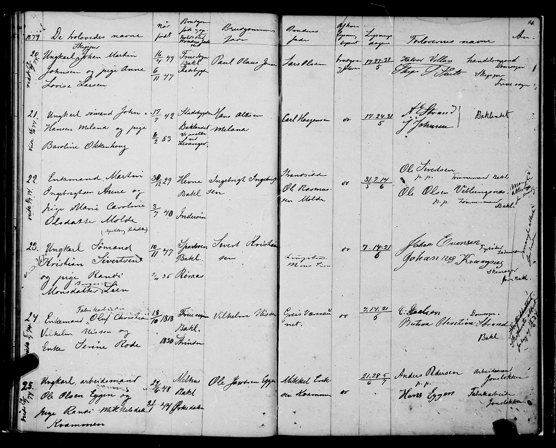 Ministerialprotokoller, klokkerbøker og fødselsregistre - Sør-Trøndelag, SAT/A-1456/604/L0187: Ministerialbok nr. 604A08, 1847-1878, s. 86