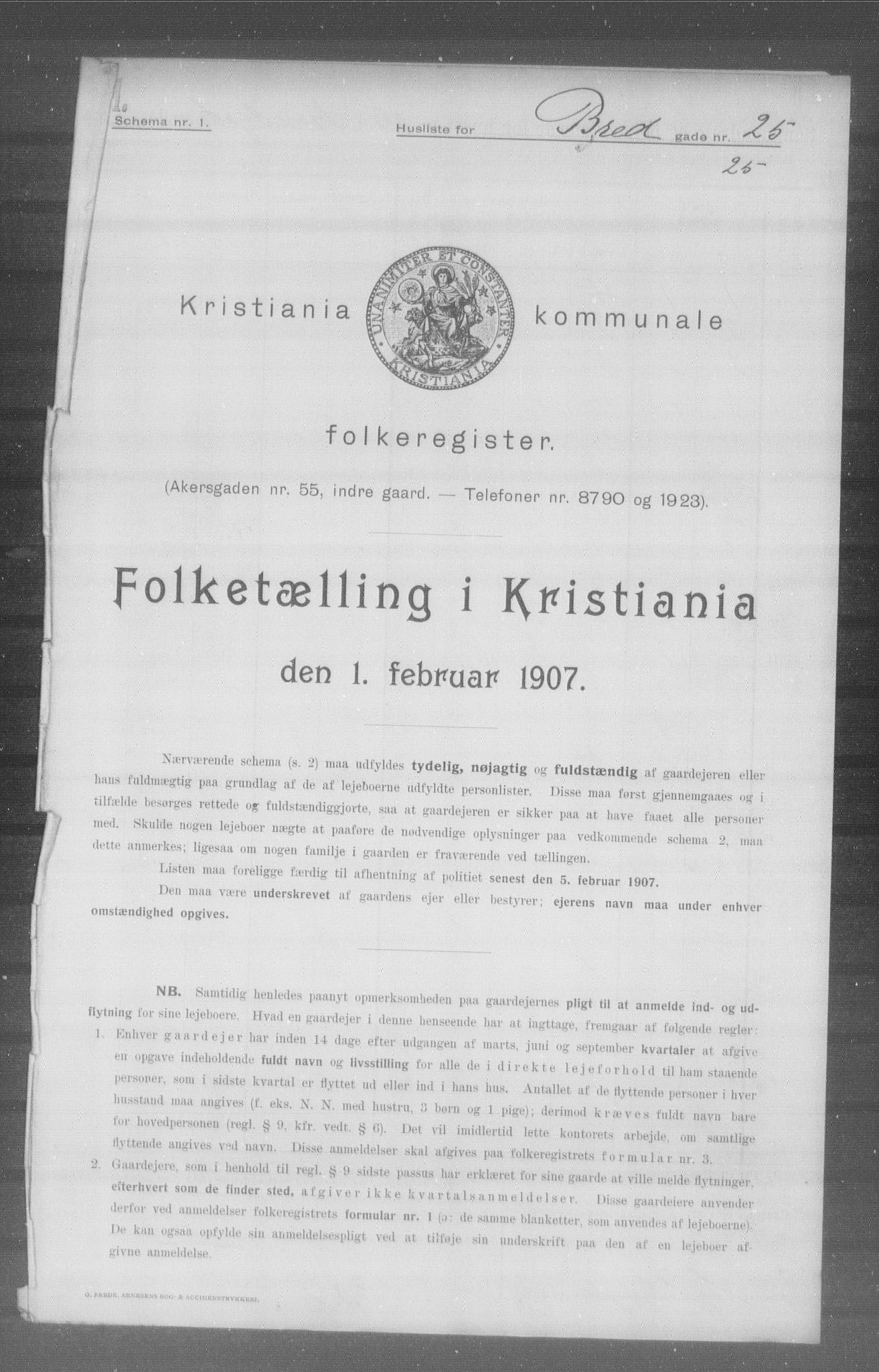 OBA, Kommunal folketelling 1.2.1907 for Kristiania kjøpstad, 1907, s. 4405