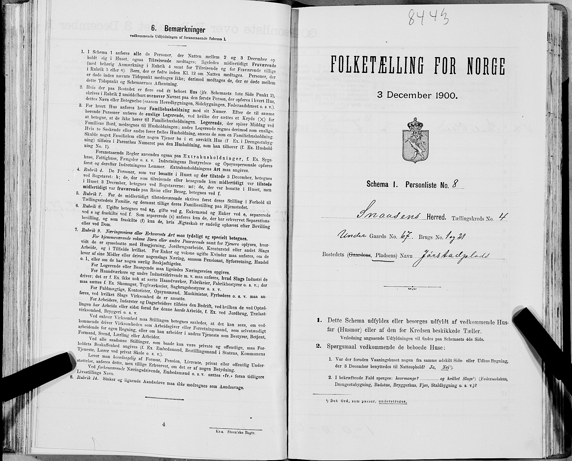 SAT, Folketelling 1900 for 1736 Snåsa herred, 1900, s. 861