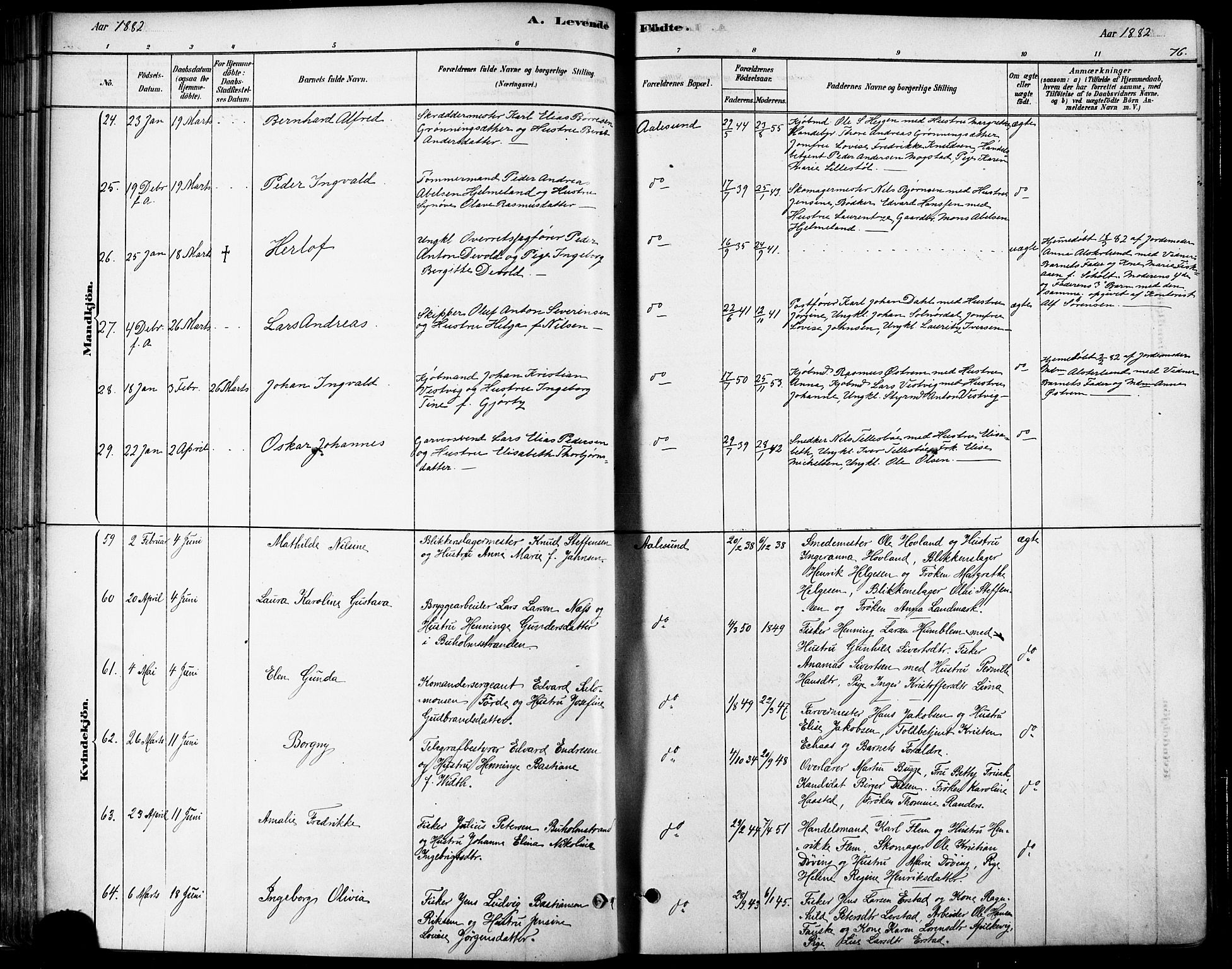 Ministerialprotokoller, klokkerbøker og fødselsregistre - Møre og Romsdal, SAT/A-1454/529/L0454: Ministerialbok nr. 529A04, 1878-1885, s. 76
