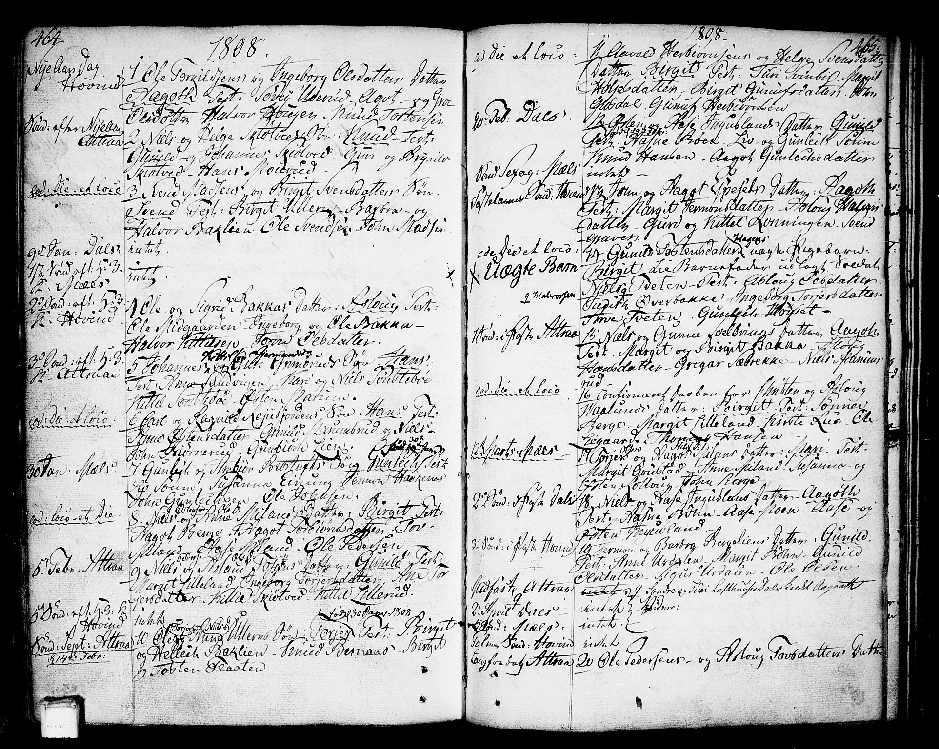 Tinn kirkebøker, AV/SAKO-A-308/F/Fa/L0002: Ministerialbok nr. I 2, 1757-1810, s. 464-465