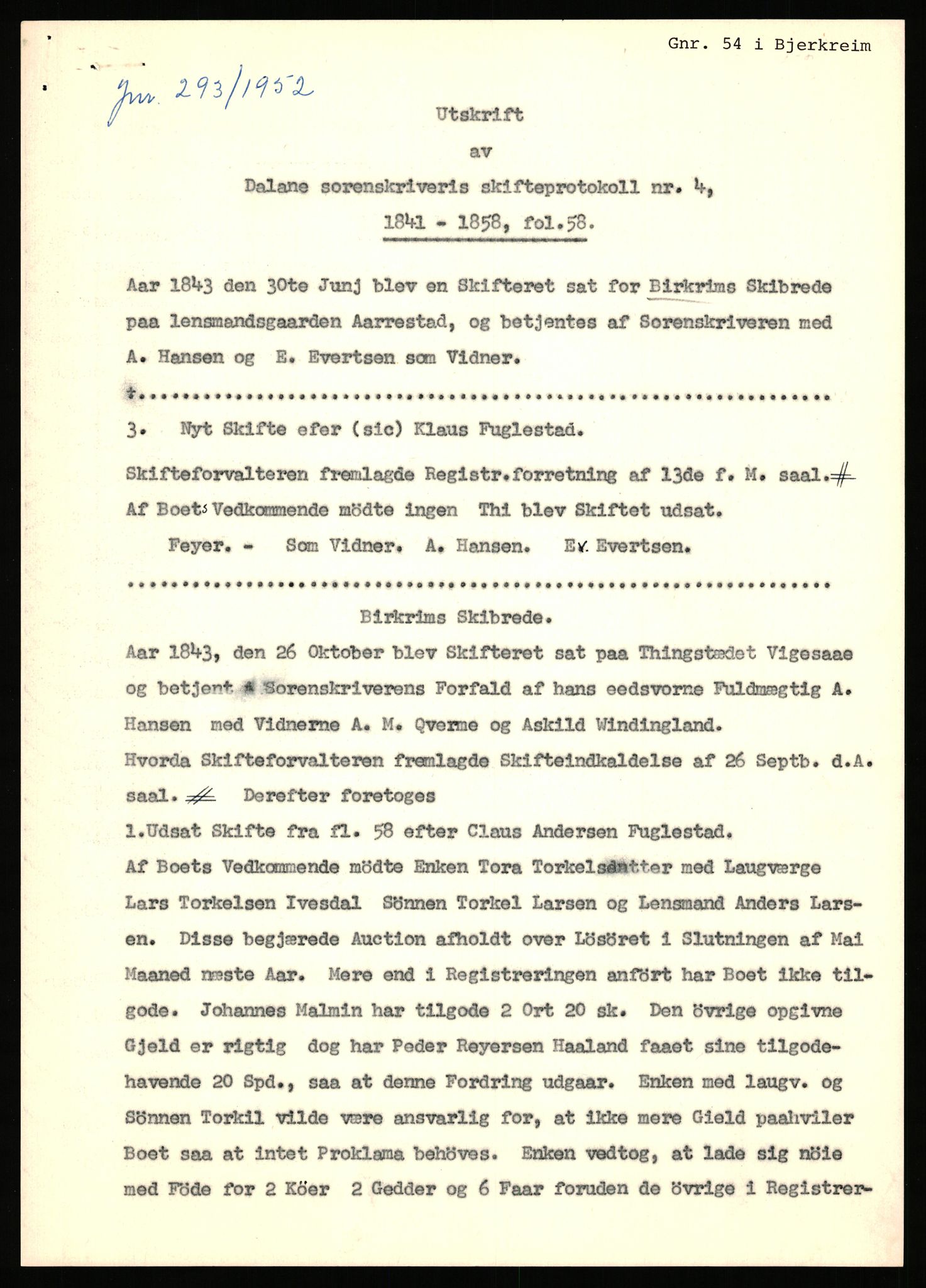 Statsarkivet i Stavanger, SAST/A-101971/03/Y/Yj/L0023: Avskrifter sortert etter gårdsnavn: Frøiland i Time - Furås, 1750-1930, s. 396