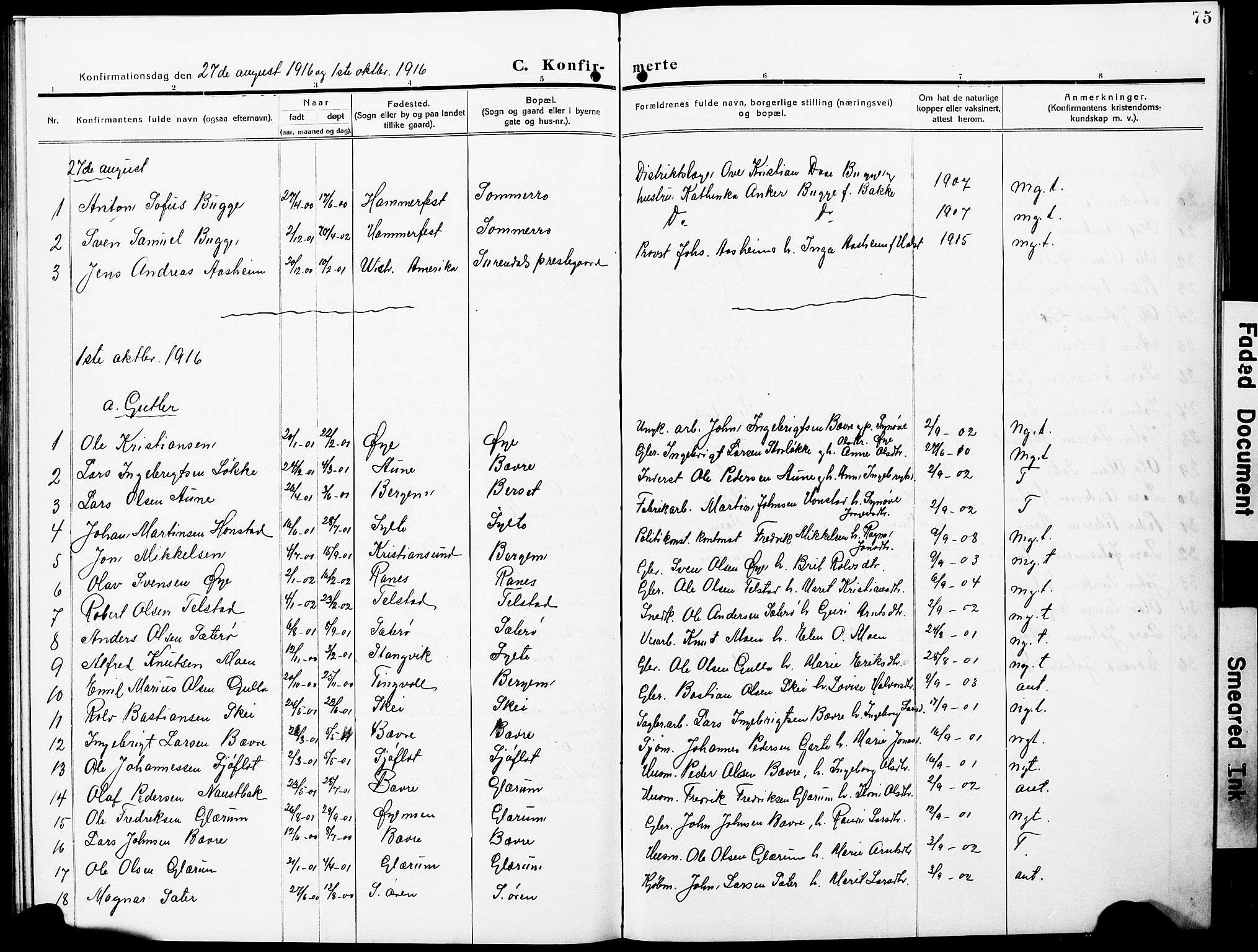 Ministerialprotokoller, klokkerbøker og fødselsregistre - Møre og Romsdal, SAT/A-1454/596/L1059: Klokkerbok nr. 596C02, 1908-1922, s. 75