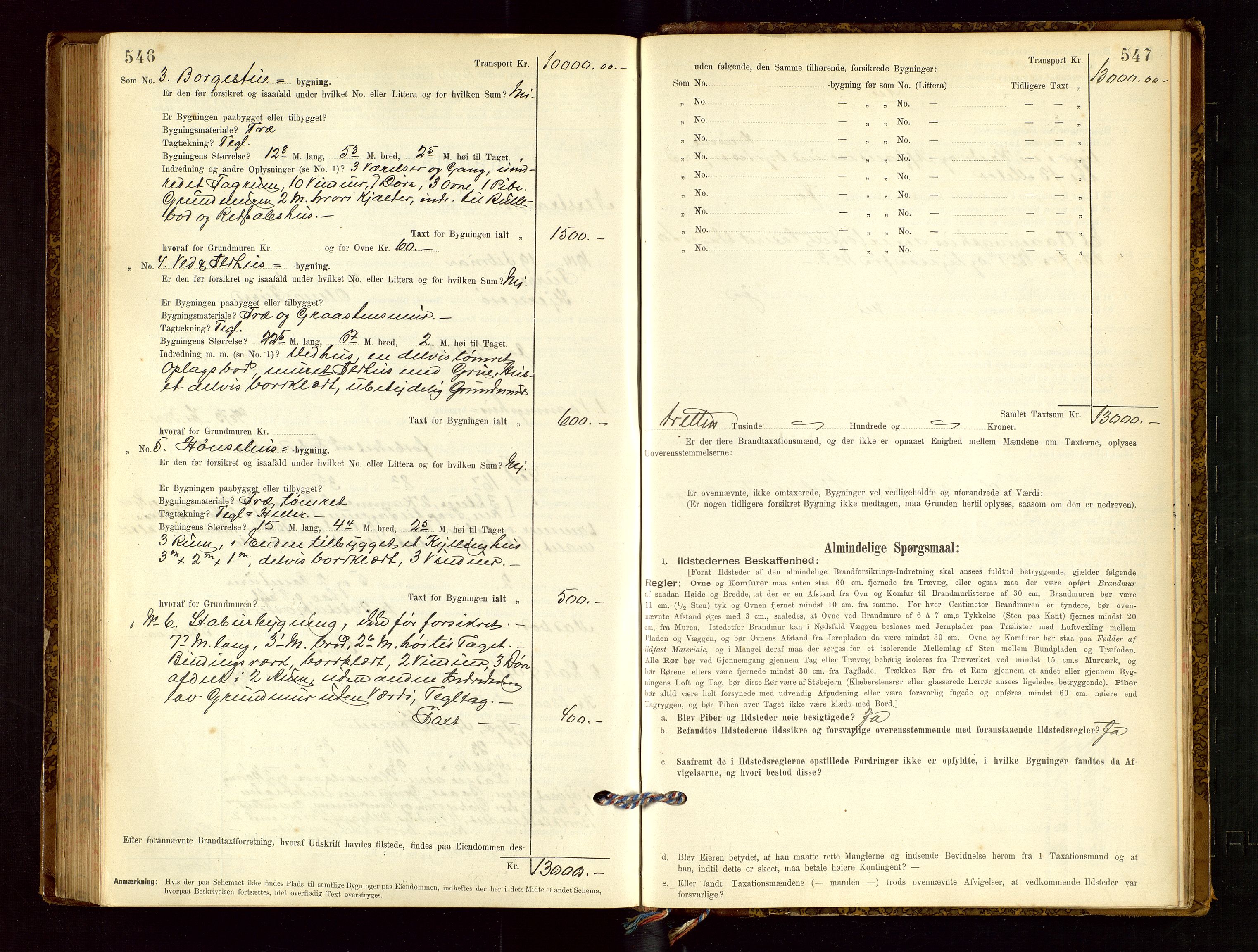 Nedstrand lensmannskontor, AV/SAST-A-100236/Gob/L0001: "Brandtaxationsprotokol for Nerstrand Lensmandsdistrikt Ryfylke fogderi", 1895-1915, s. 546-547