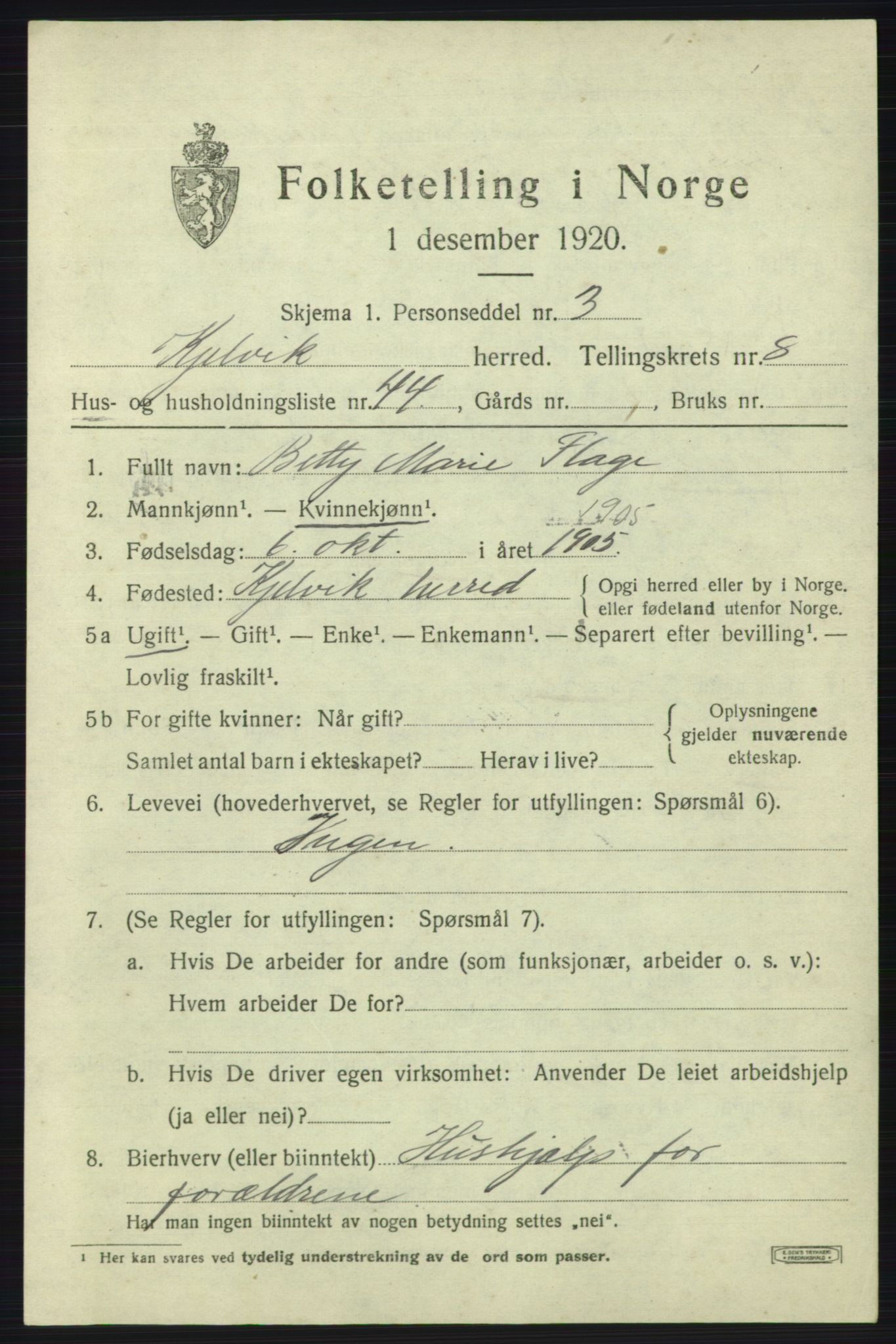 SATØ, Folketelling 1920 for 2019 Kjelvik herred, 1920, s. 6875
