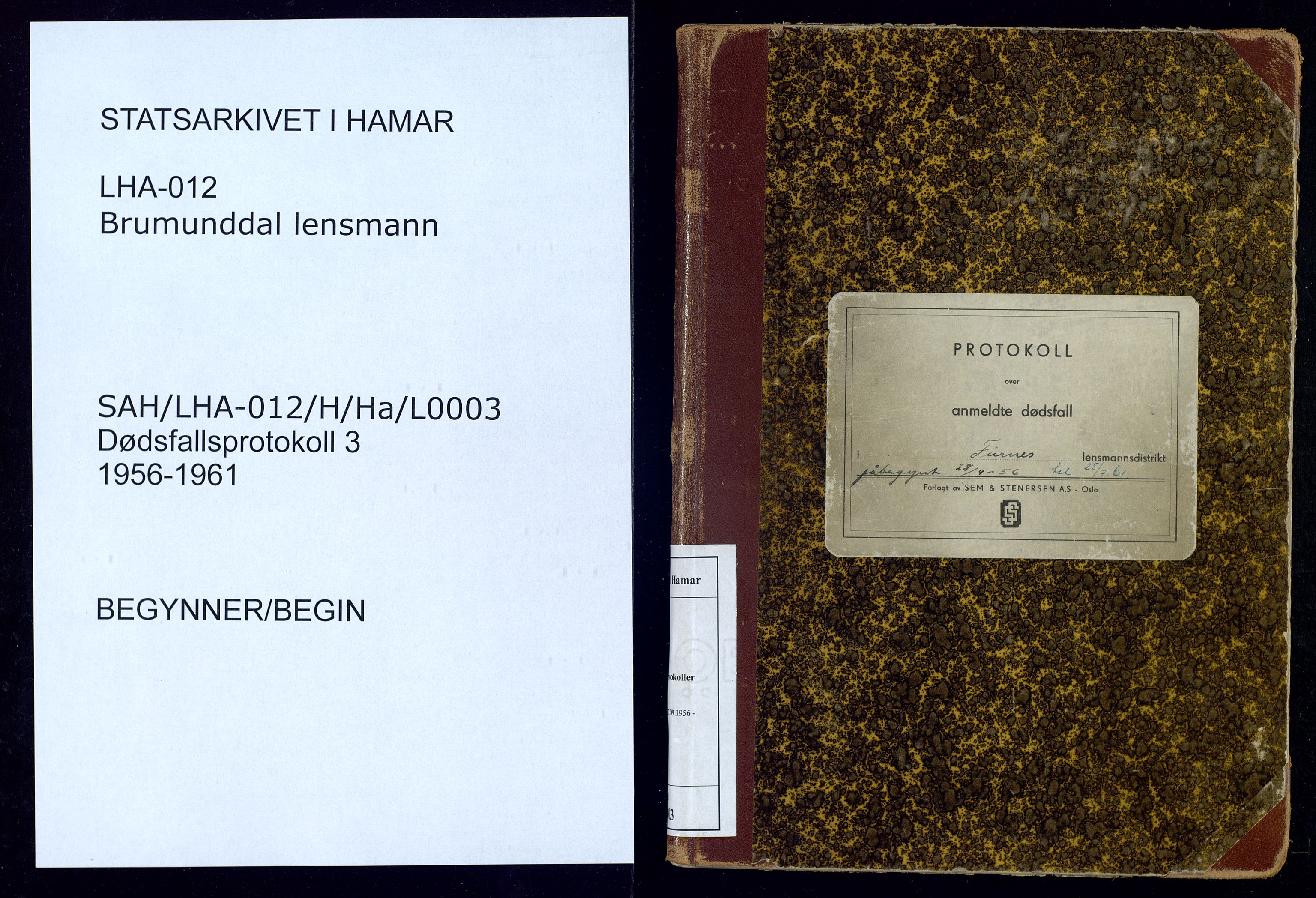 Brumunddal lensmannskontor, SAH/LHR-012/H/Ha/L0003: Dødsfallsprotokoll , 1956-1961