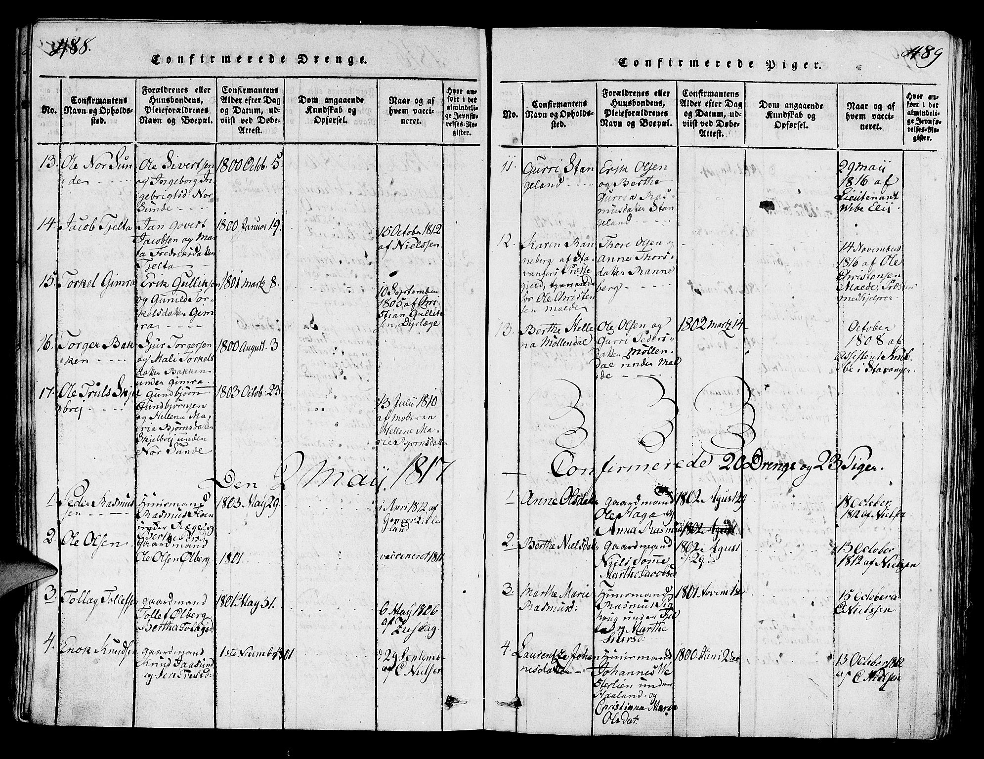 Håland sokneprestkontor, SAST/A-101802/001/30BA/L0004: Ministerialbok nr. A 4, 1815-1829, s. 488-489