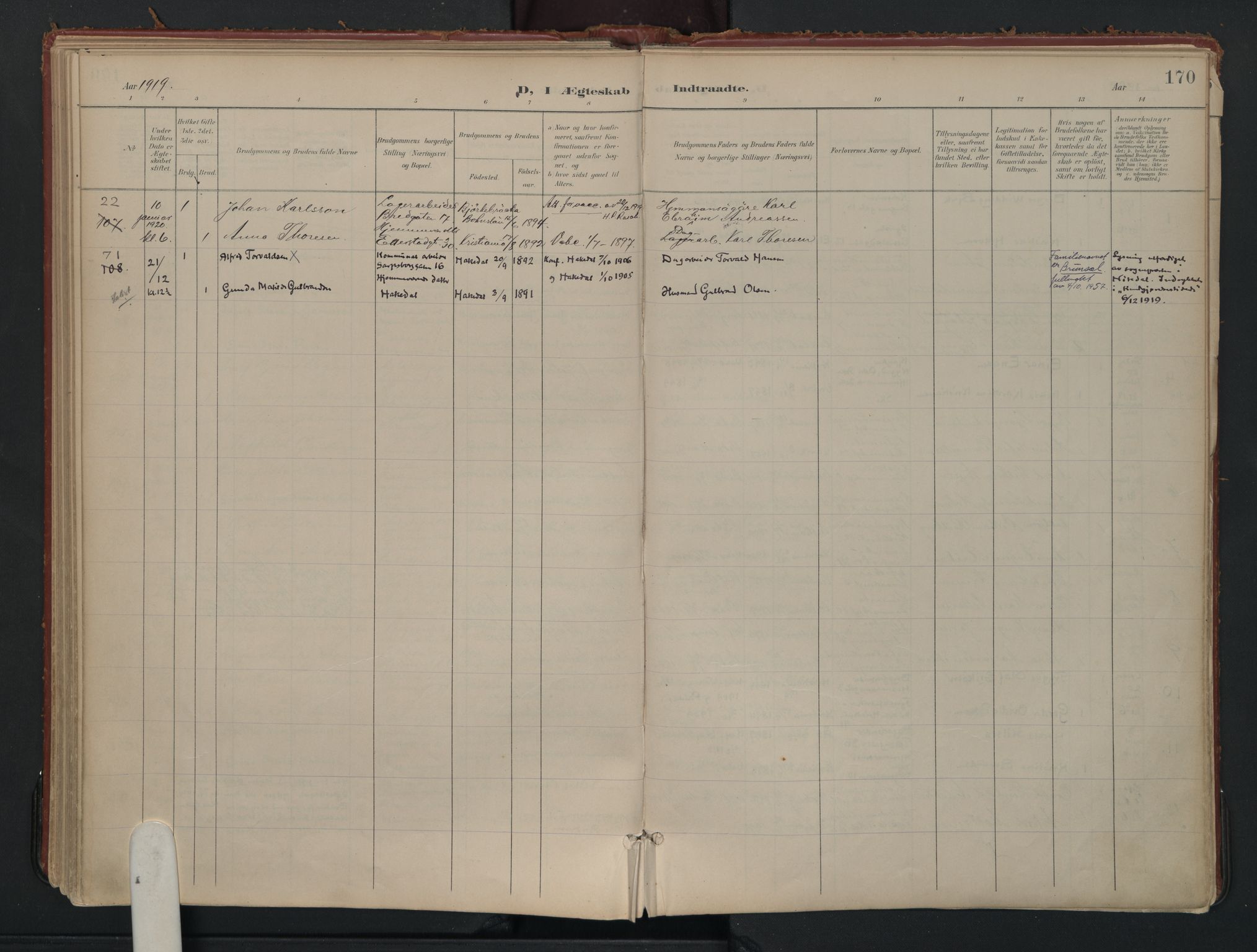 Vålerengen prestekontor Kirkebøker, AV/SAO-A-10878/F/Fa/L0002: Ministerialbok nr. 2, 1899-1924, s. 170