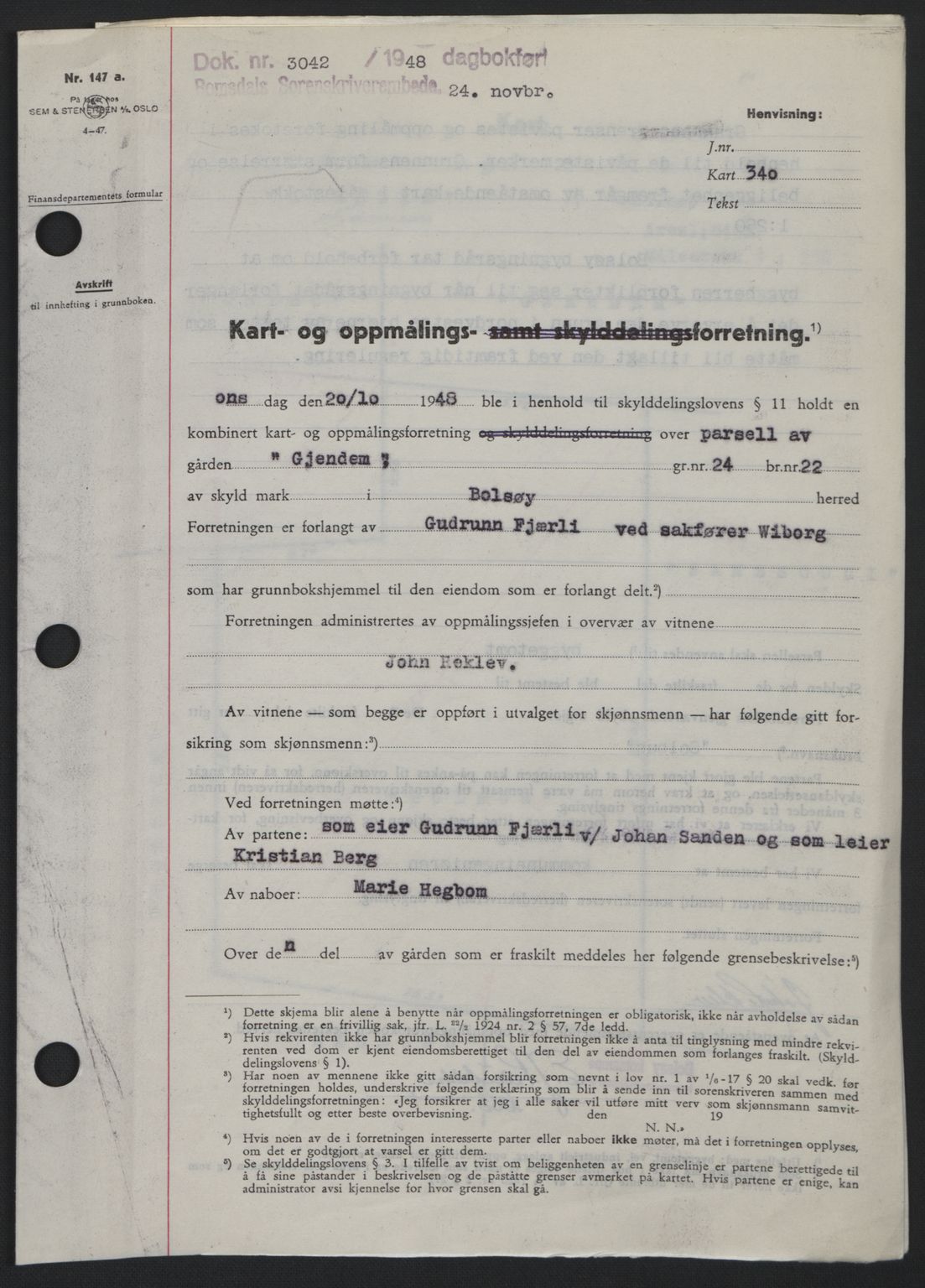 Romsdal sorenskriveri, SAT/A-4149/1/2/2C: Pantebok nr. A27, 1948-1948, Dagboknr: 3042/1948