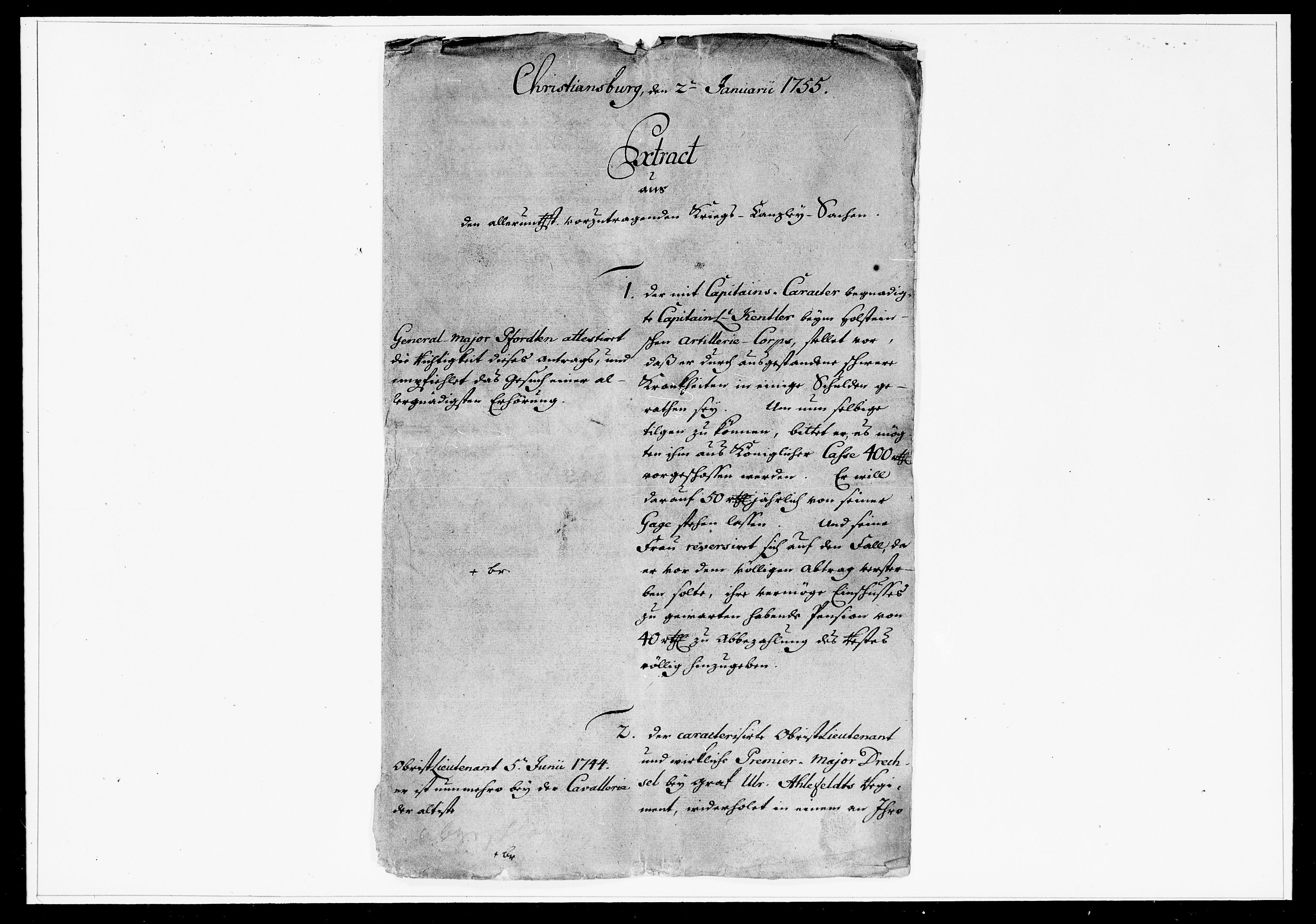 Krigskollegiet, Krigskancelliet, DRA/A-0006/-/1259-1268: Refererede sager, 1755, s. 2