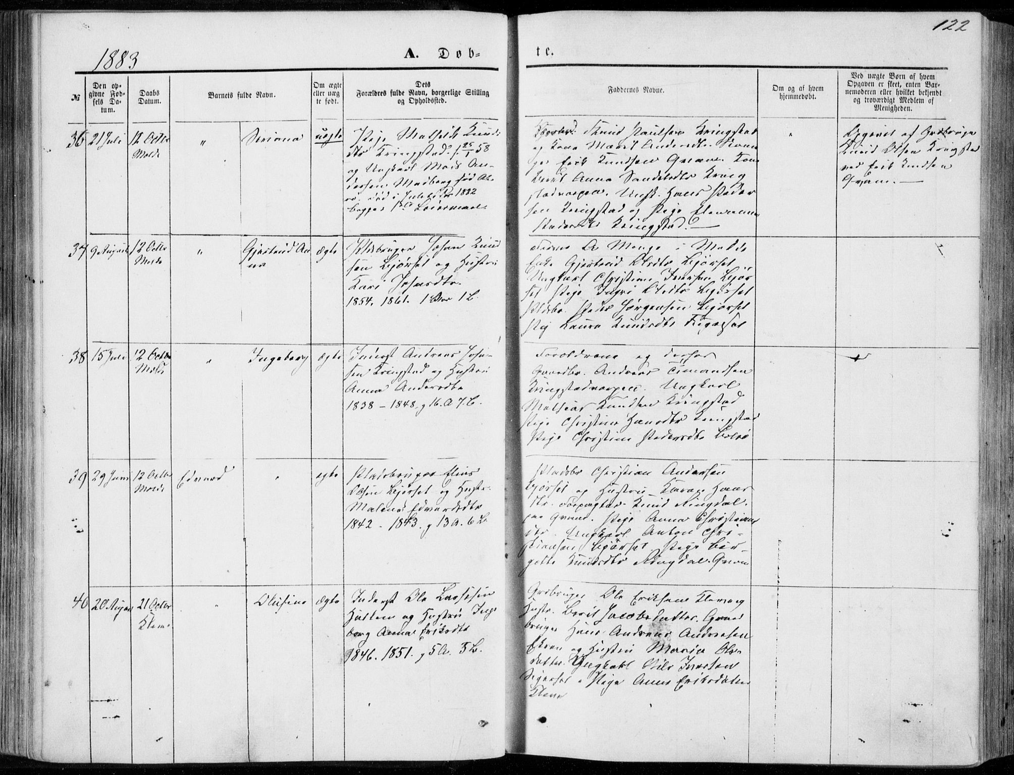 Ministerialprotokoller, klokkerbøker og fødselsregistre - Møre og Romsdal, AV/SAT-A-1454/555/L0655: Ministerialbok nr. 555A05, 1869-1886, s. 122