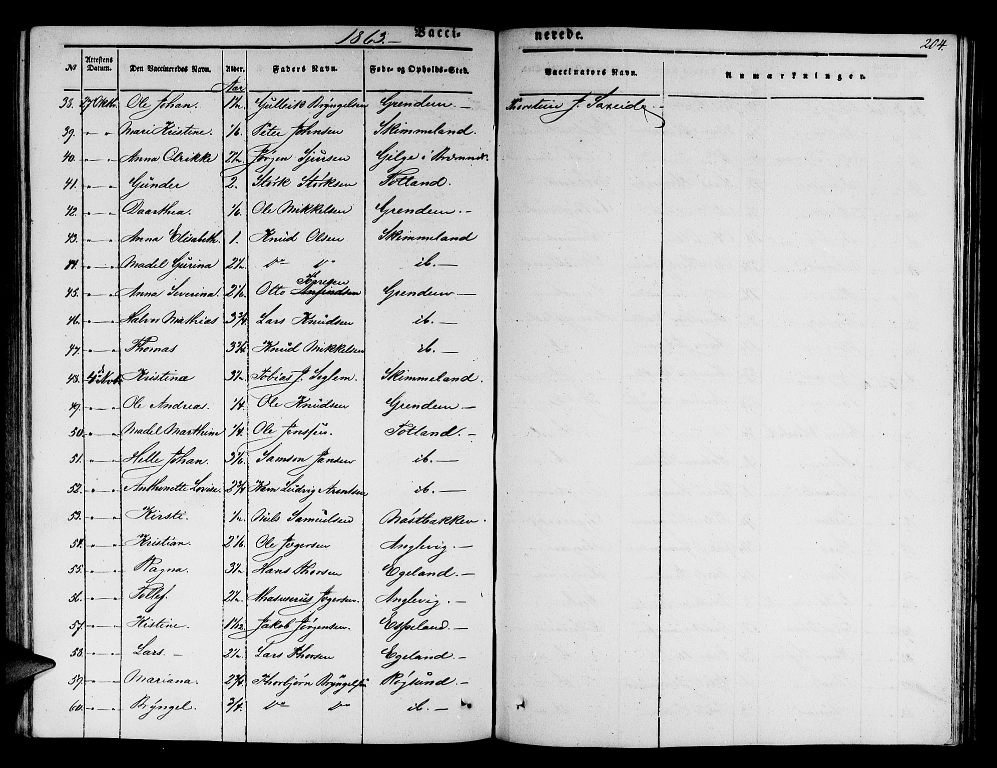 Finnås sokneprestembete, AV/SAB-A-99925/H/Ha/Hab/Haba/L0001: Klokkerbok nr. A 1, 1851-1873, s. 204