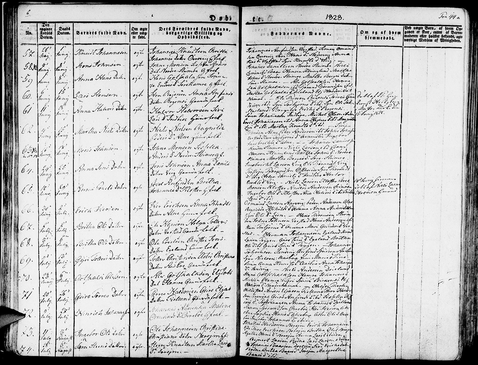 Fjelberg sokneprestembete, AV/SAB-A-75201/H/Haa: Ministerialbok nr. A 5, 1822-1834, s. 44