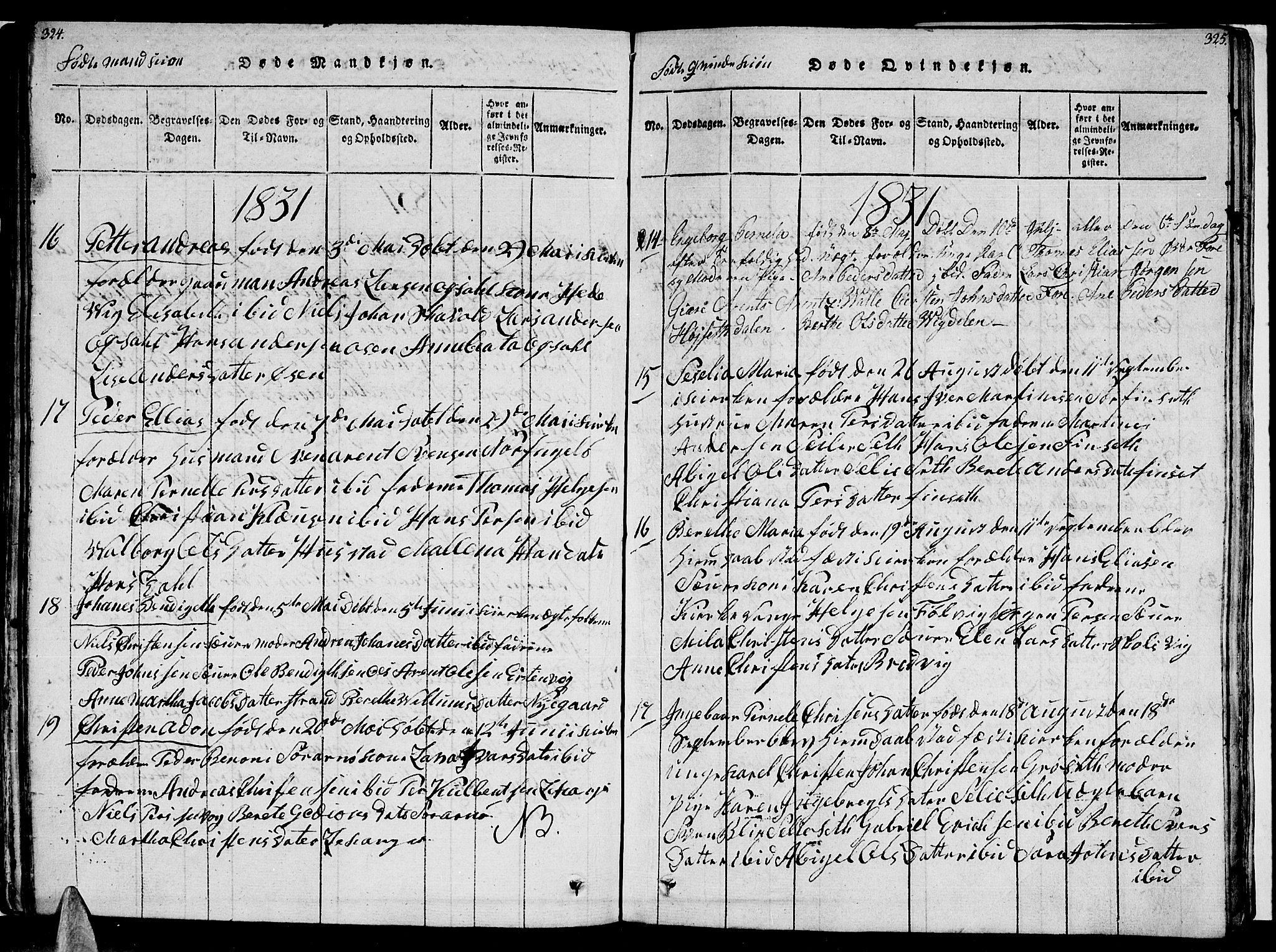 Ministerialprotokoller, klokkerbøker og fødselsregistre - Nordland, AV/SAT-A-1459/805/L0105: Klokkerbok nr. 805C01, 1820-1839, s. 324-325