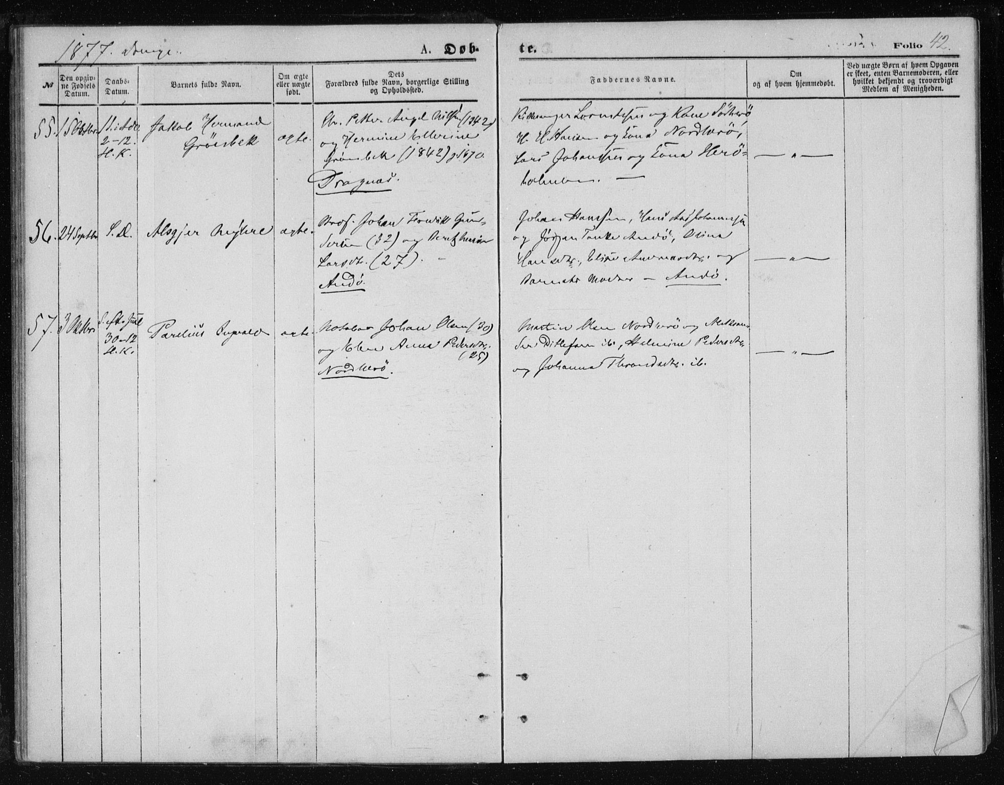 Ministerialprotokoller, klokkerbøker og fødselsregistre - Nordland, AV/SAT-A-1459/834/L0506: Ministerialbok nr. 834A04, 1872-1878, s. 42