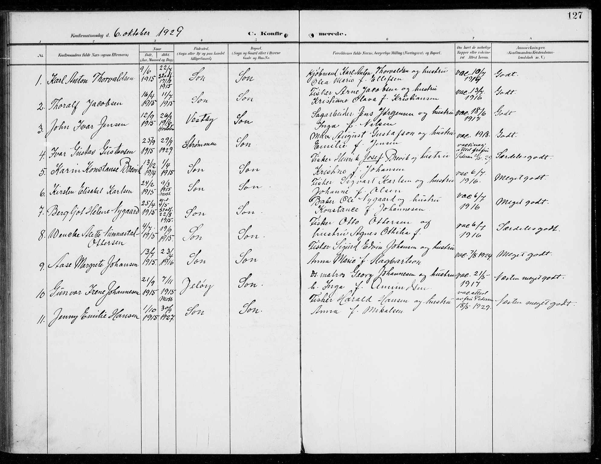 Vestby prestekontor Kirkebøker, AV/SAO-A-10893/F/Fc/L0002: Ministerialbok nr. III 2, 1906-1940, s. 127