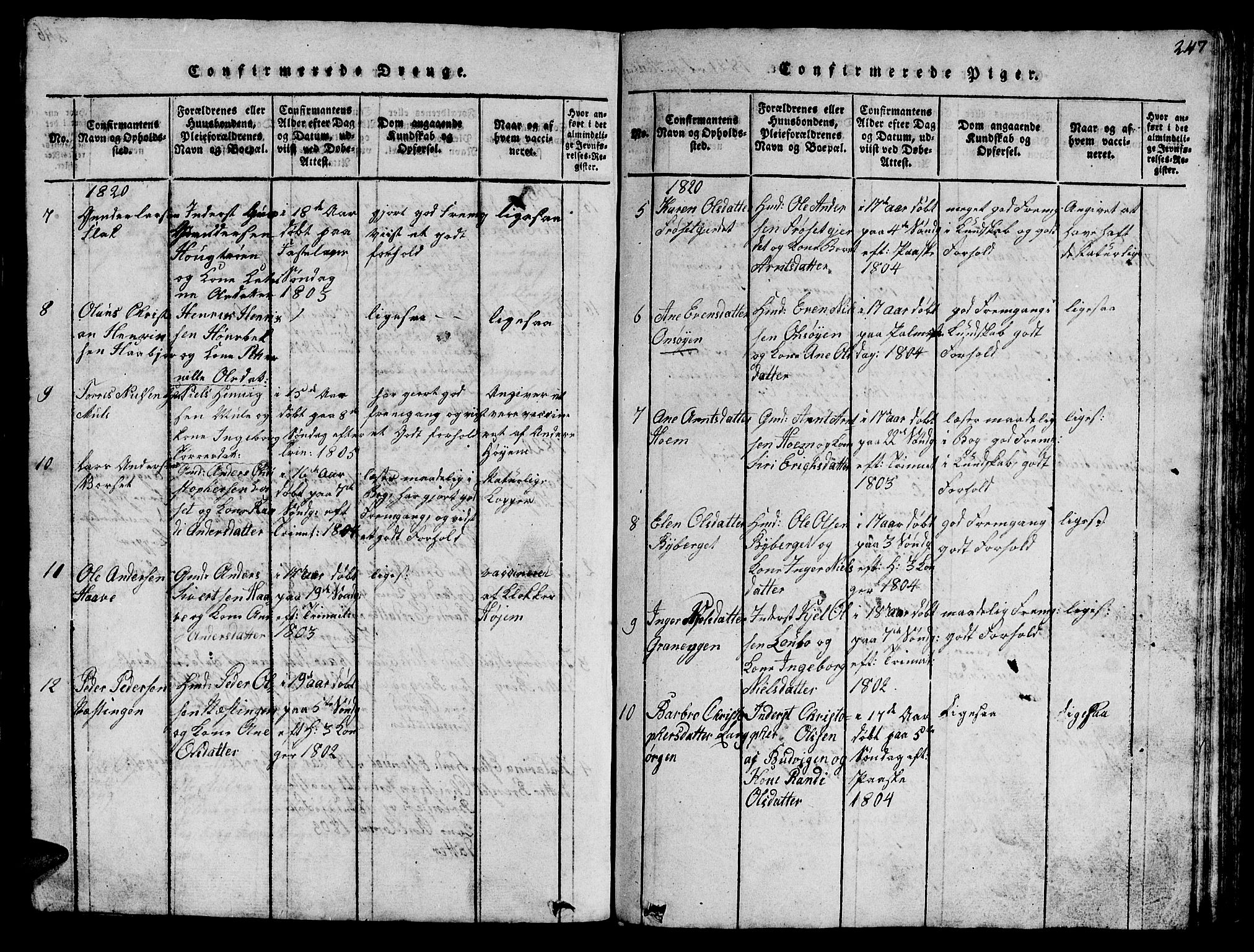 Ministerialprotokoller, klokkerbøker og fødselsregistre - Sør-Trøndelag, SAT/A-1456/612/L0385: Klokkerbok nr. 612C01, 1816-1845, s. 247