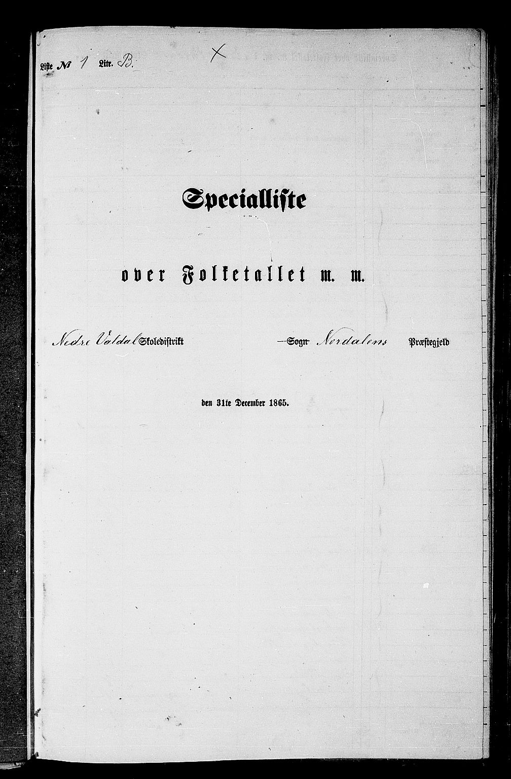 RA, Folketelling 1865 for 1524P Norddal prestegjeld, 1865, s. 22