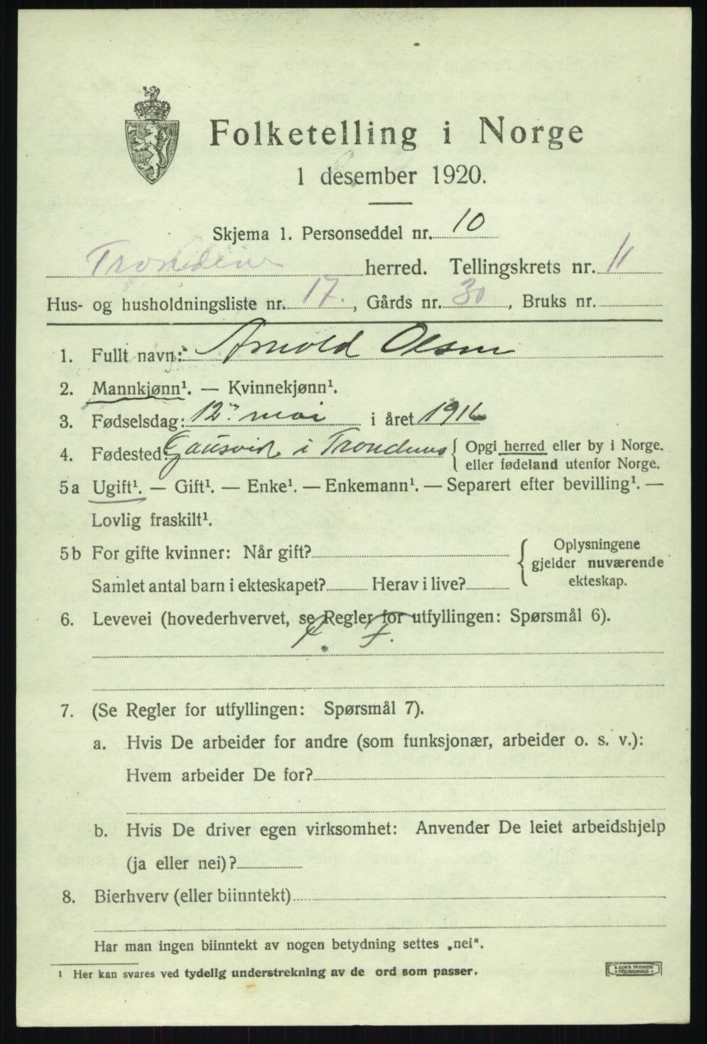 SATØ, Folketelling 1920 for 1914 Trondenes herred, 1920, s. 8519