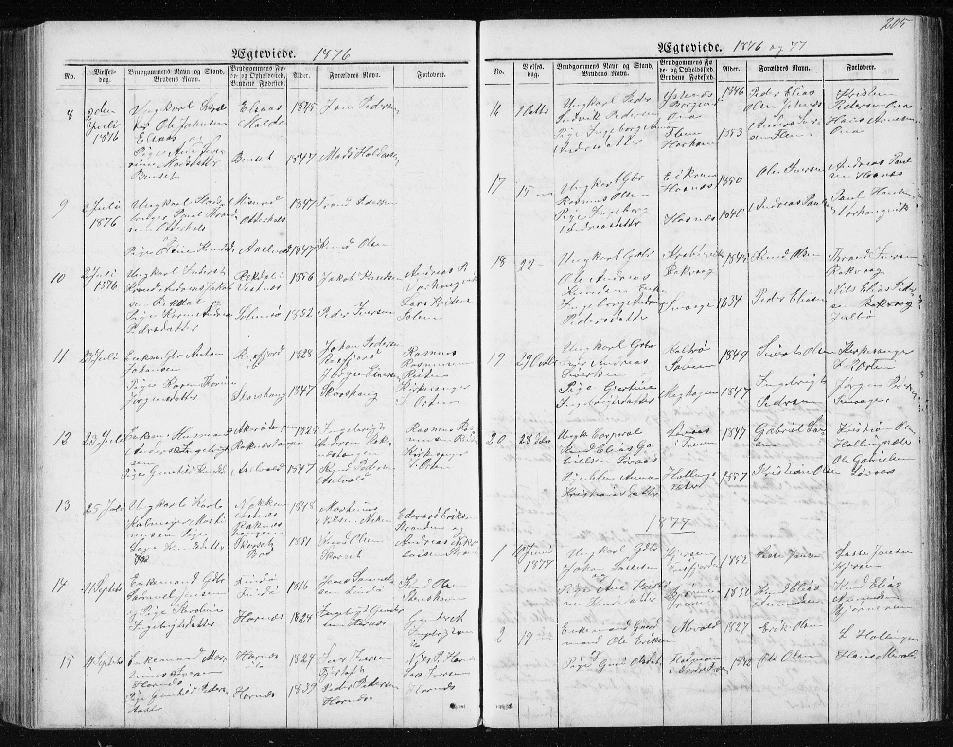 Ministerialprotokoller, klokkerbøker og fødselsregistre - Møre og Romsdal, SAT/A-1454/560/L0724: Klokkerbok nr. 560C01, 1867-1892, s. 205