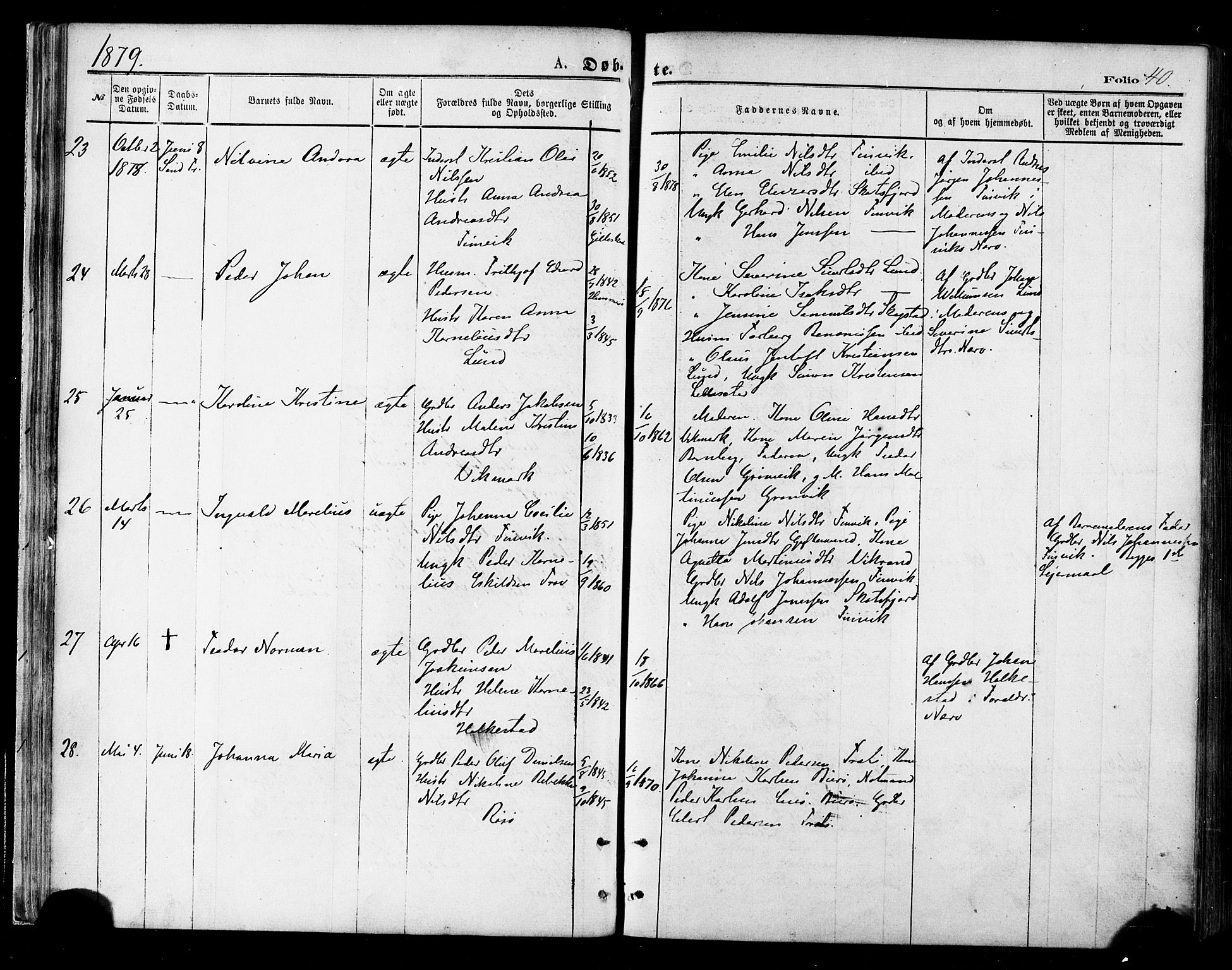 Ministerialprotokoller, klokkerbøker og fødselsregistre - Nordland, AV/SAT-A-1459/855/L0802: Ministerialbok nr. 855A10, 1875-1886, s. 40