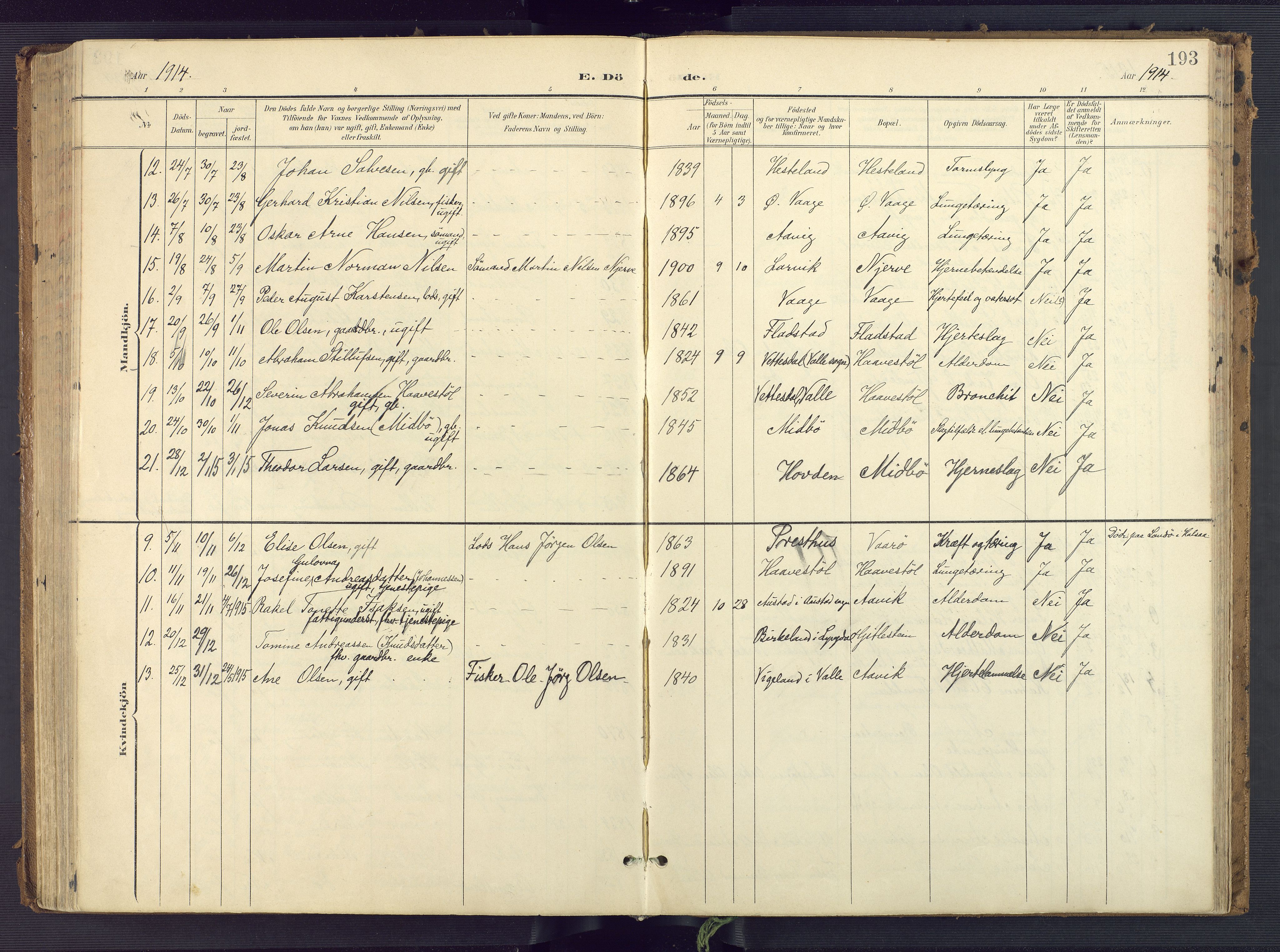 Sør-Audnedal sokneprestkontor, AV/SAK-1111-0039/F/Fa/Faa/L0005: Ministerialbok nr. A 5, 1900-1923, s. 193