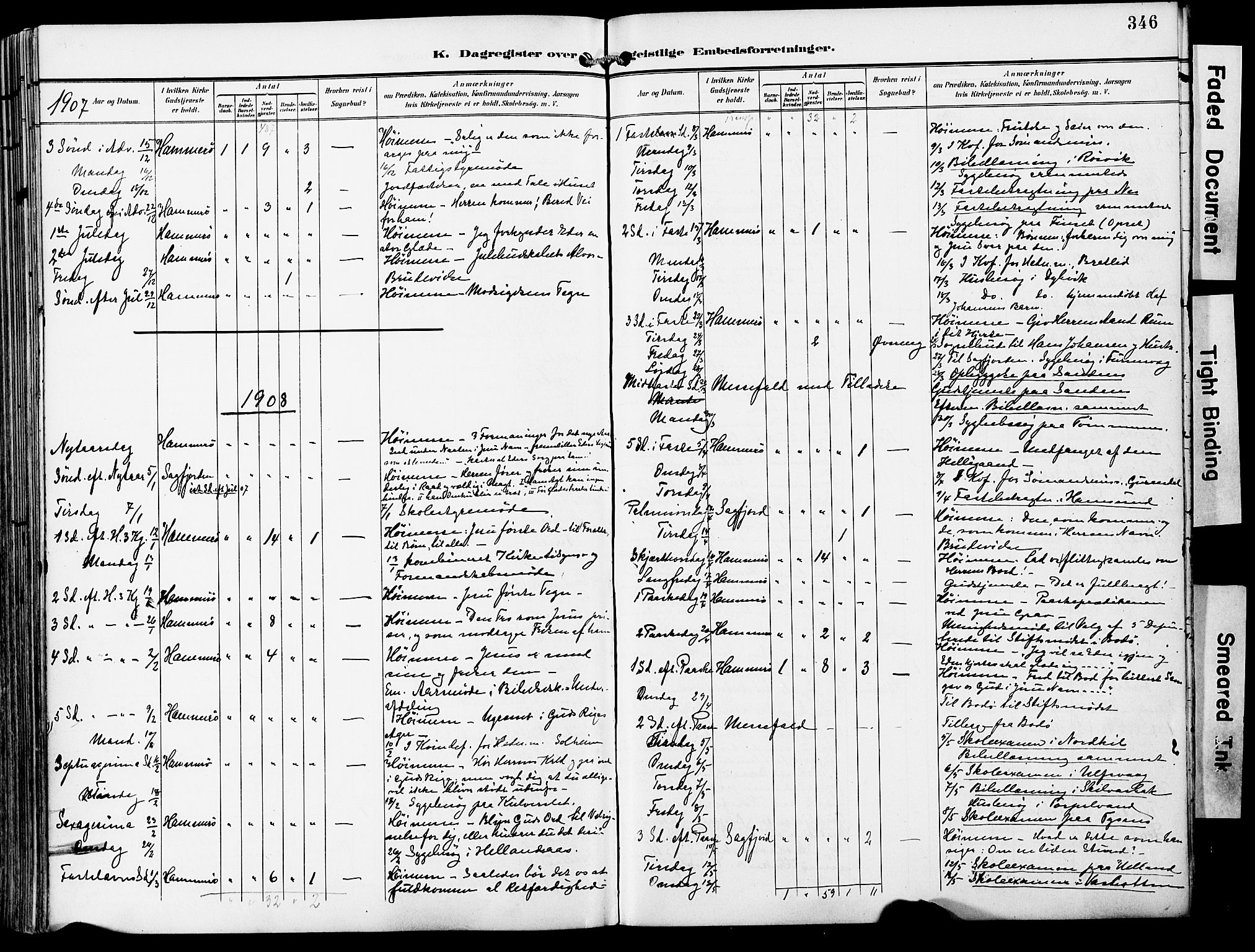 Ministerialprotokoller, klokkerbøker og fødselsregistre - Nordland, AV/SAT-A-1459/859/L0848: Ministerialbok nr. 859A08, 1900-1912, s. 346