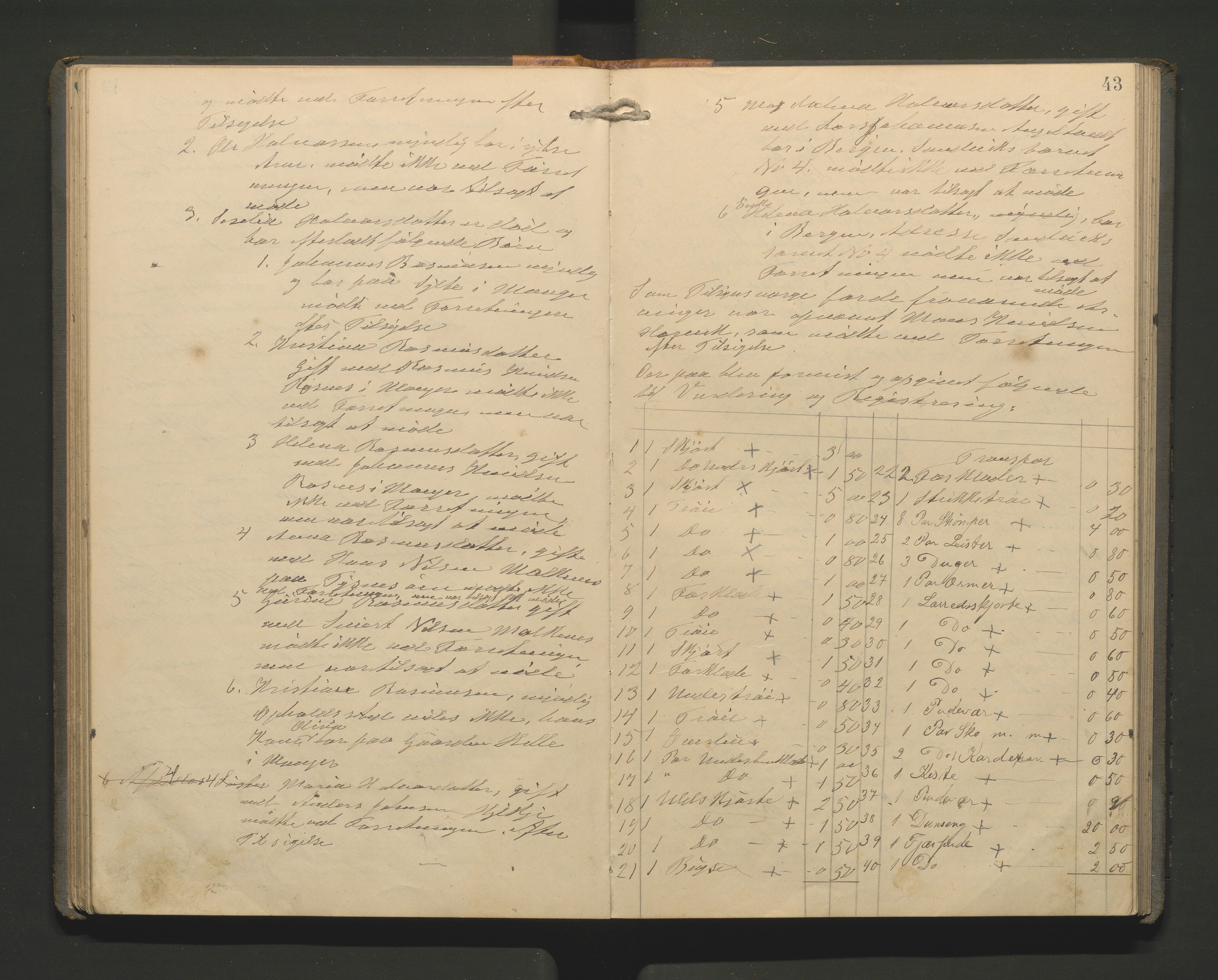 Lensmannen i Hamre, SAB/A-32601/0006/L0003: Registreringsprotokoll, 1904-1917, s. 42b-43a