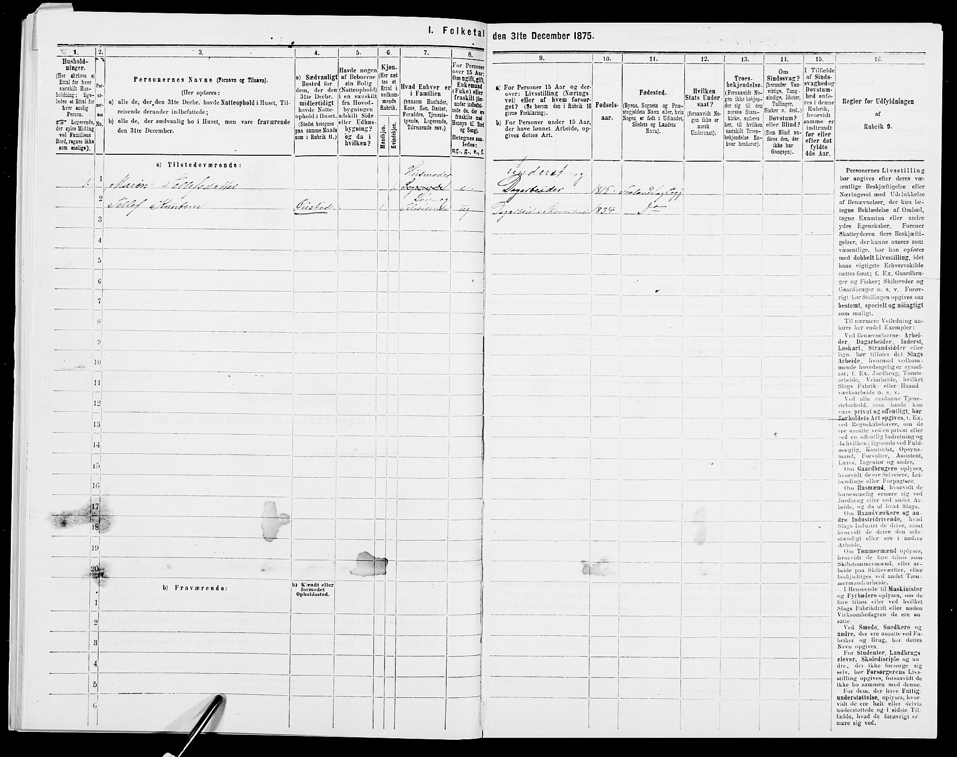 SAK, Folketelling 1875 for 0919P Froland prestegjeld, 1875, s. 576