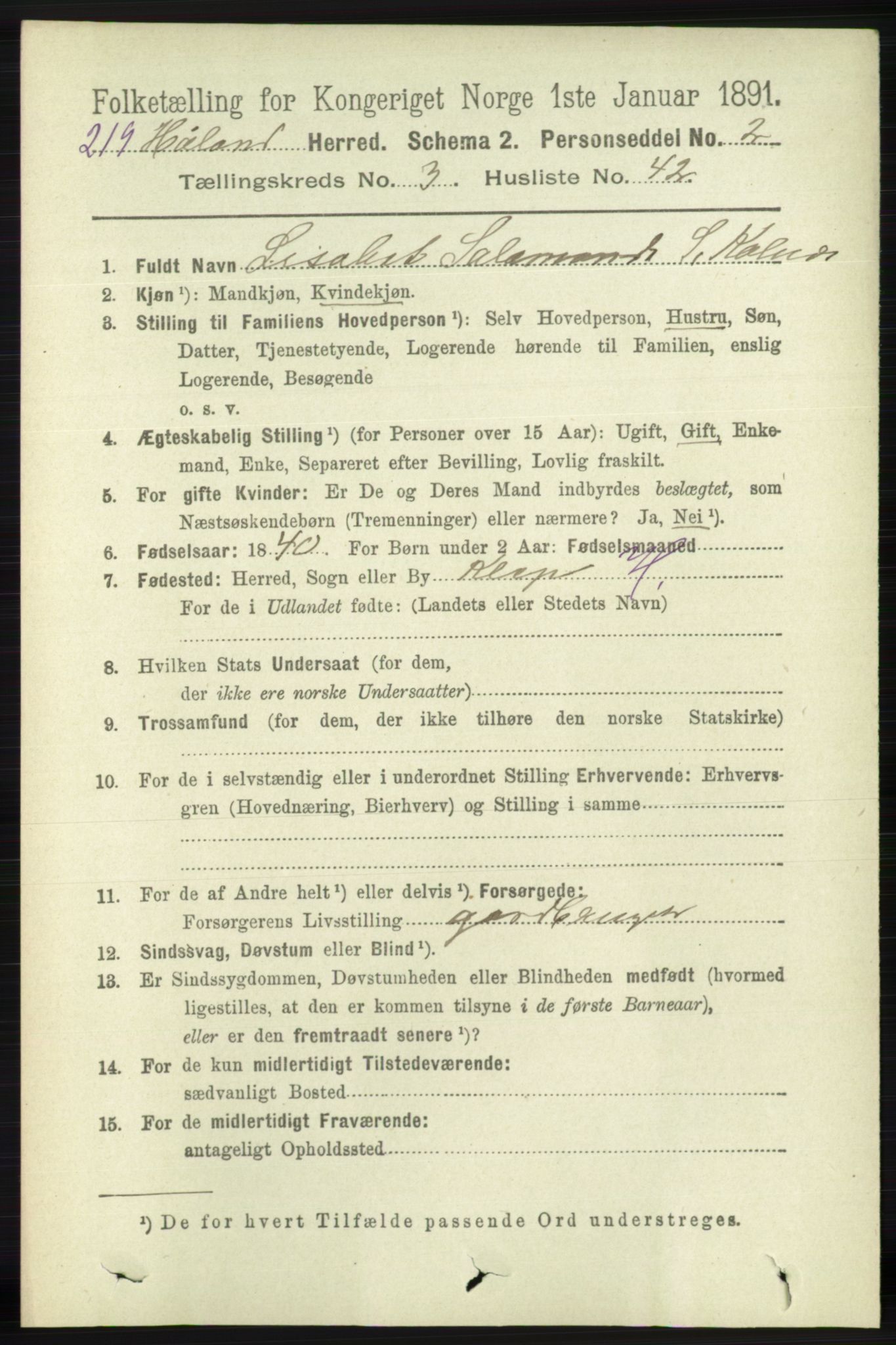 RA, Folketelling 1891 for 1124 Haaland herred, 1891, s. 1959