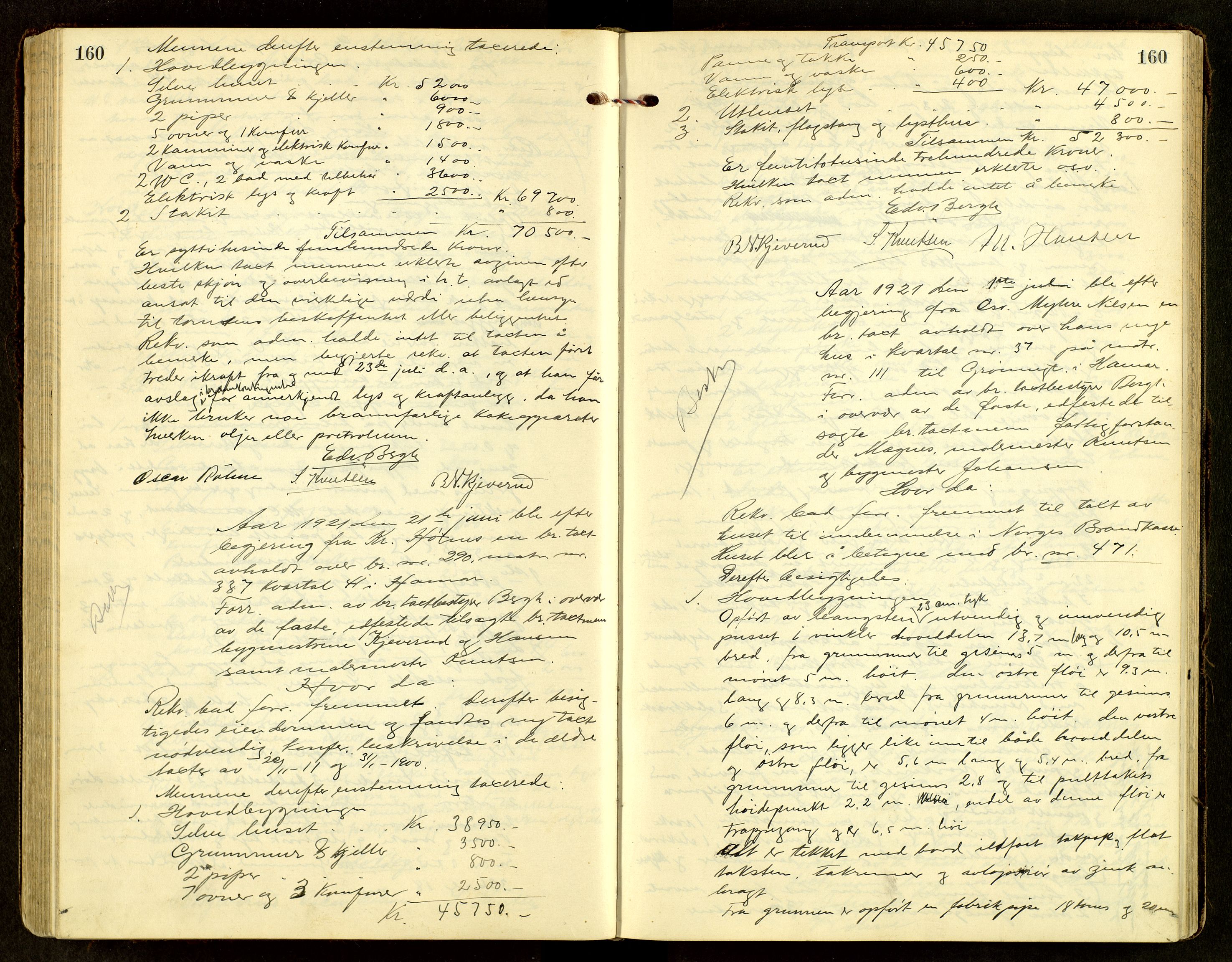Norges Brannkasse, Hamar, AV/SAH-NBRANH-006/F/Fa/L0008: Branntakstprotokoll, 1917-1927, s. 160