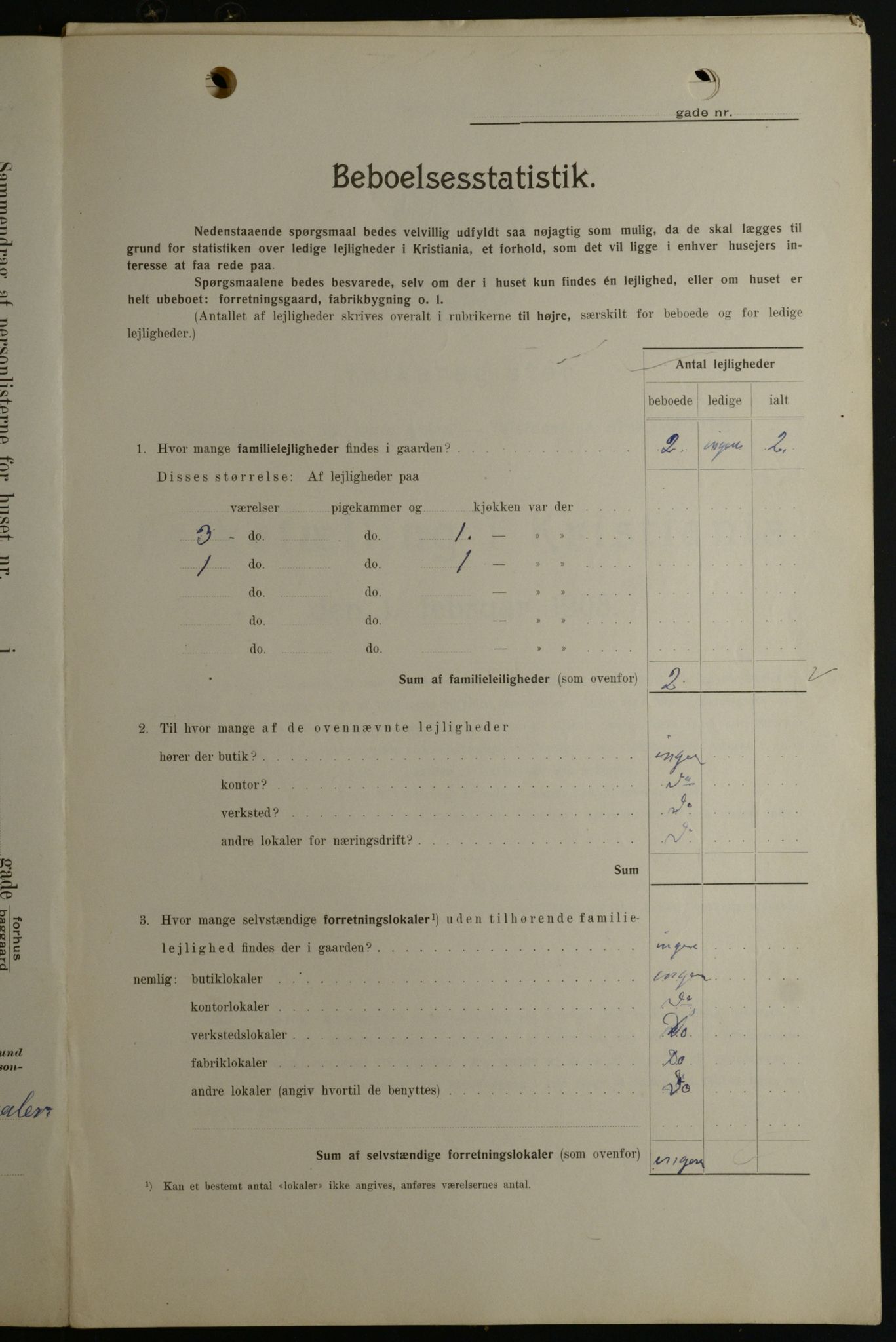 OBA, Kommunal folketelling 1.2.1908 for Kristiania kjøpstad, 1908, s. 117700