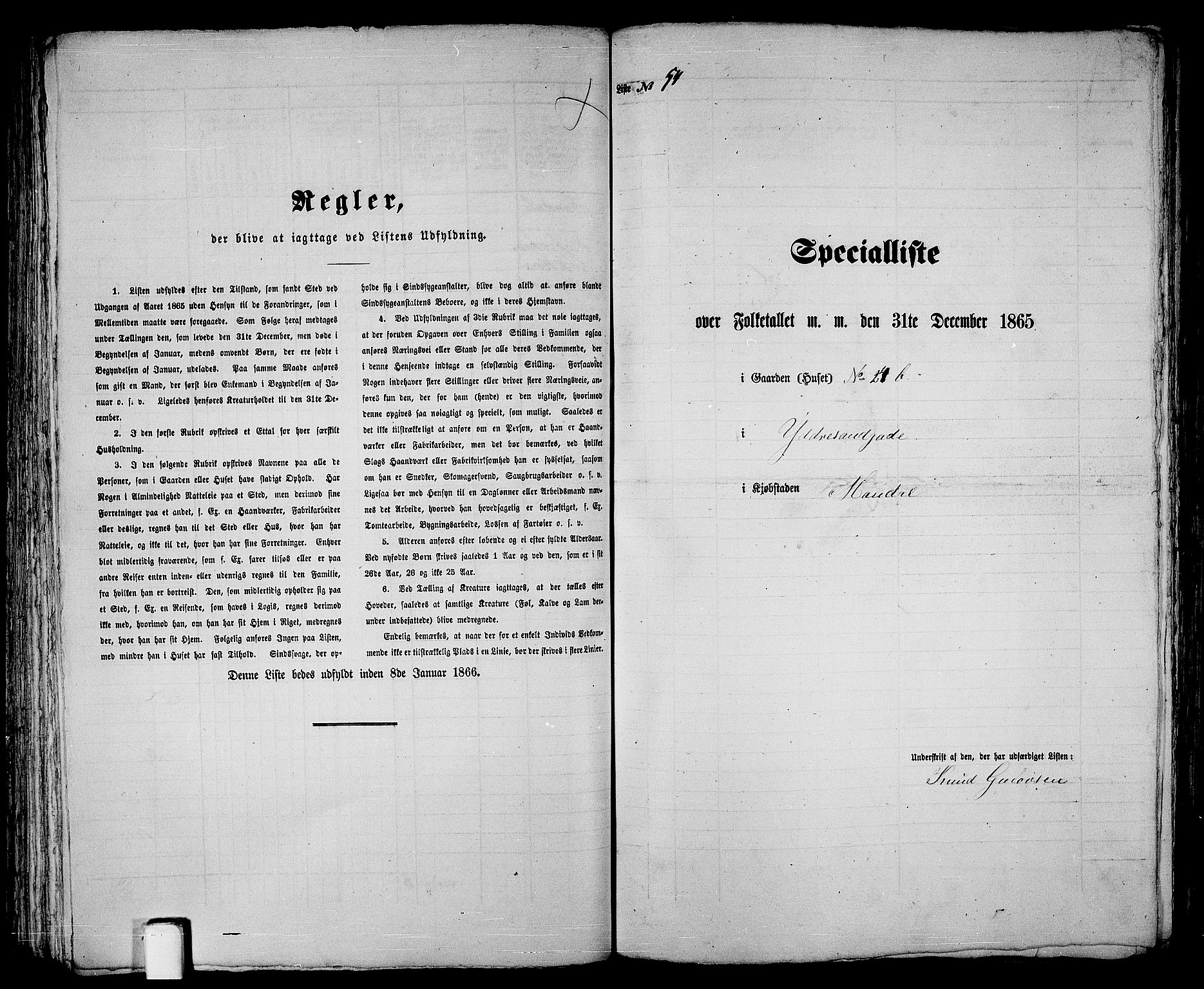RA, Folketelling 1865 for 1002B Mandal prestegjeld, Mandal ladested, 1865, s. 109