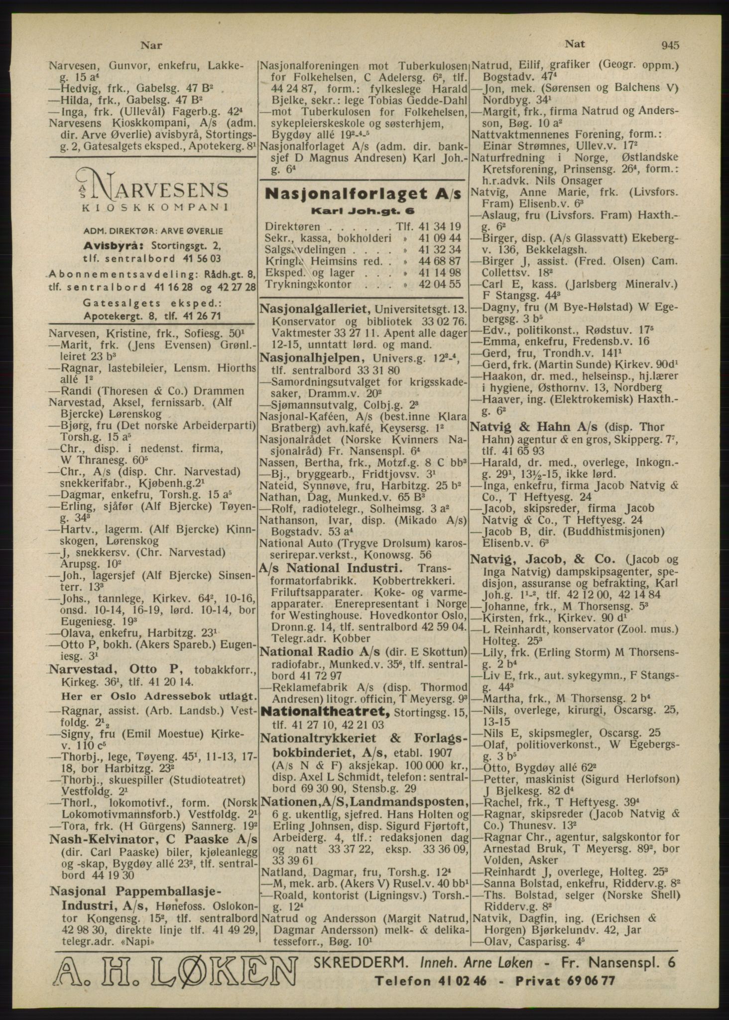 Kristiania/Oslo adressebok, PUBL/-, 1947, s. 945