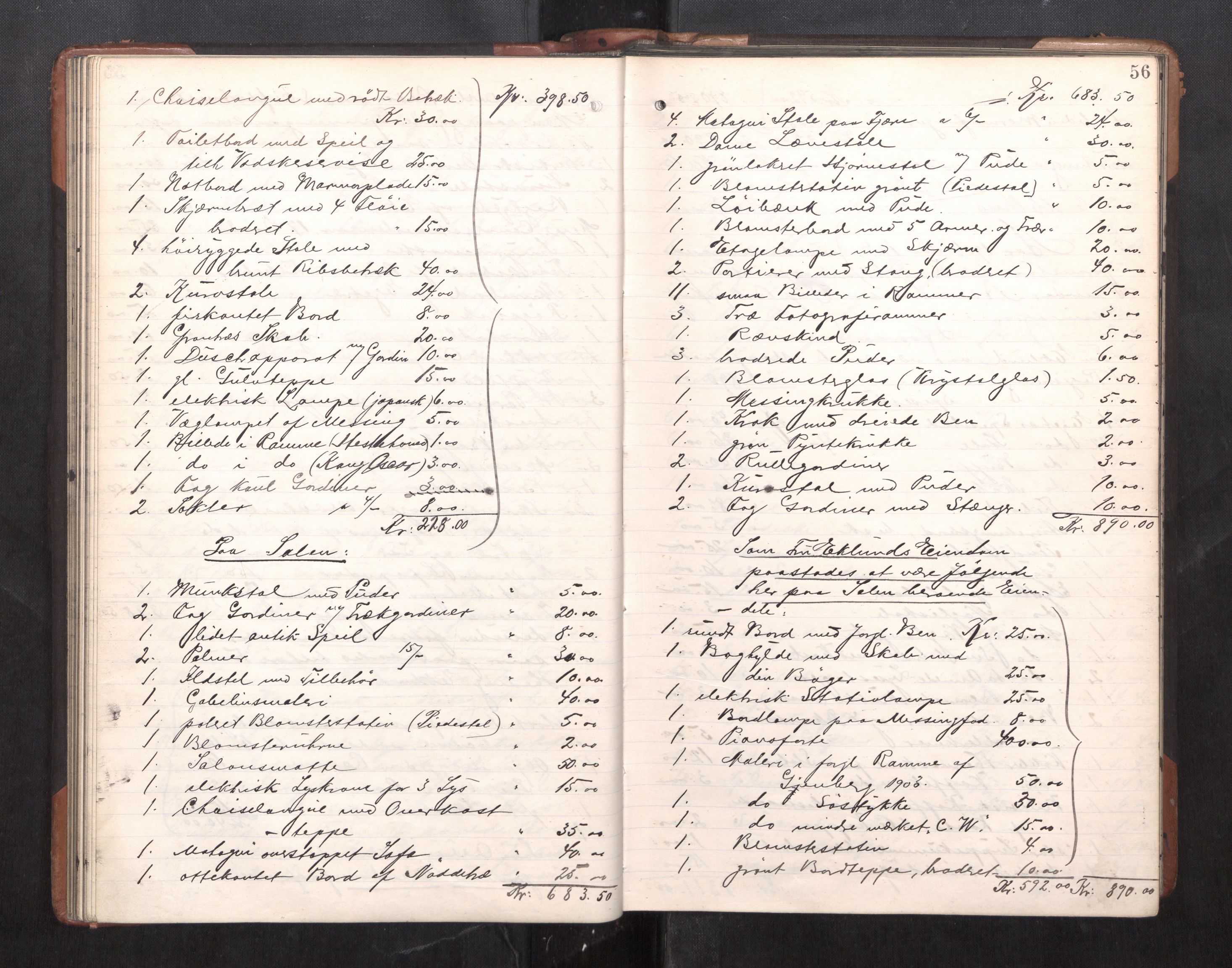 Trondheim byfogd, AV/SAT-A-0003/1/3/3C/L0025: Skifteregistreringsprotokoll - 24/1-14/7. (u/ register), 1906-1909, s. 56