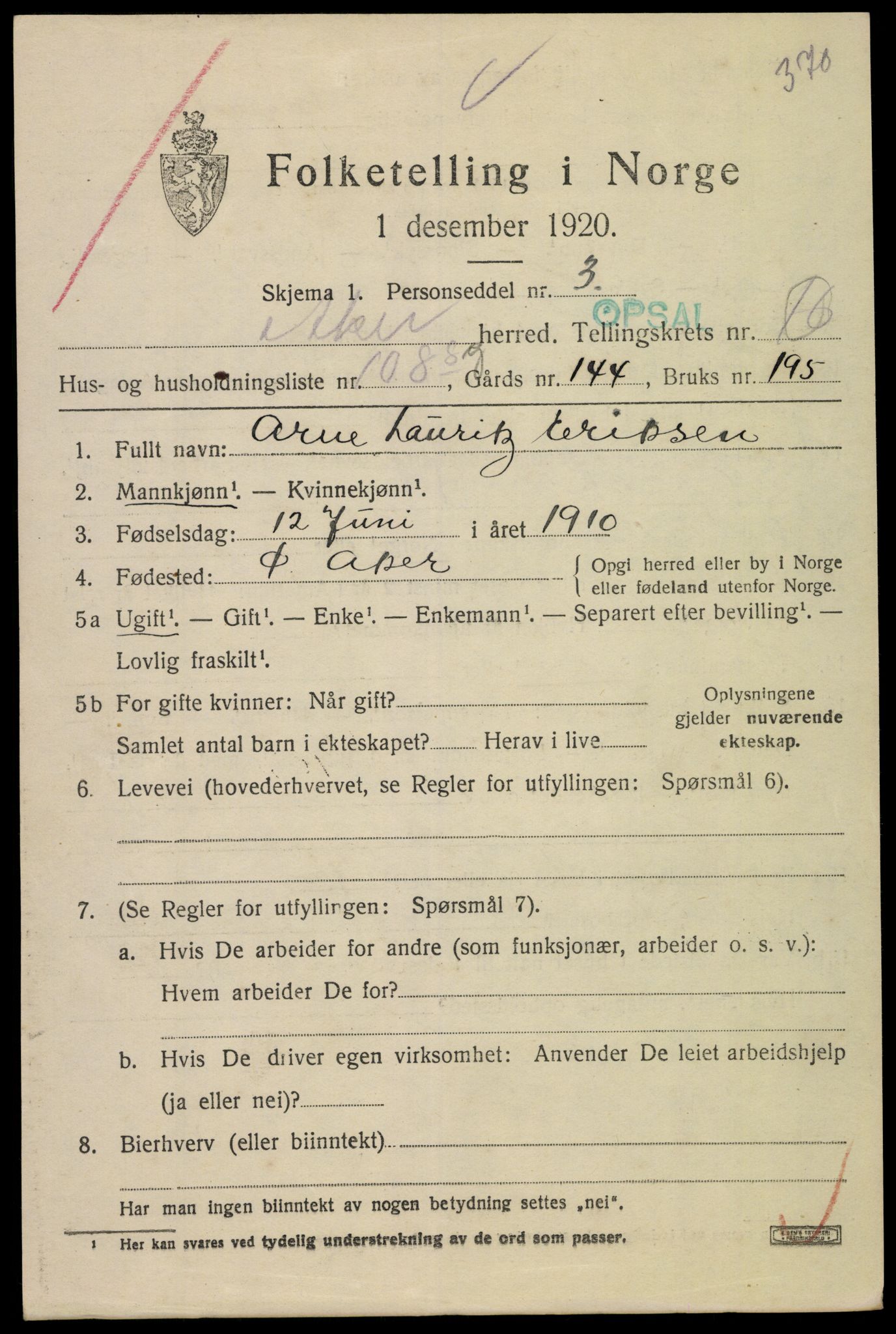 SAO, Folketelling 1920 for 0218 Aker herred, 1920, s. 98994