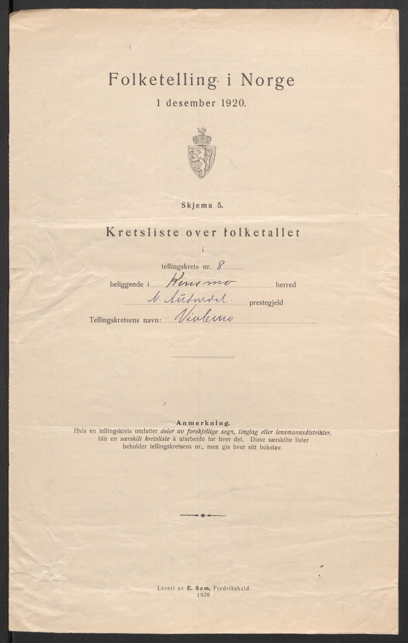 SAK, Folketelling 1920 for 1027 Konsmo herred, 1920, s. 27