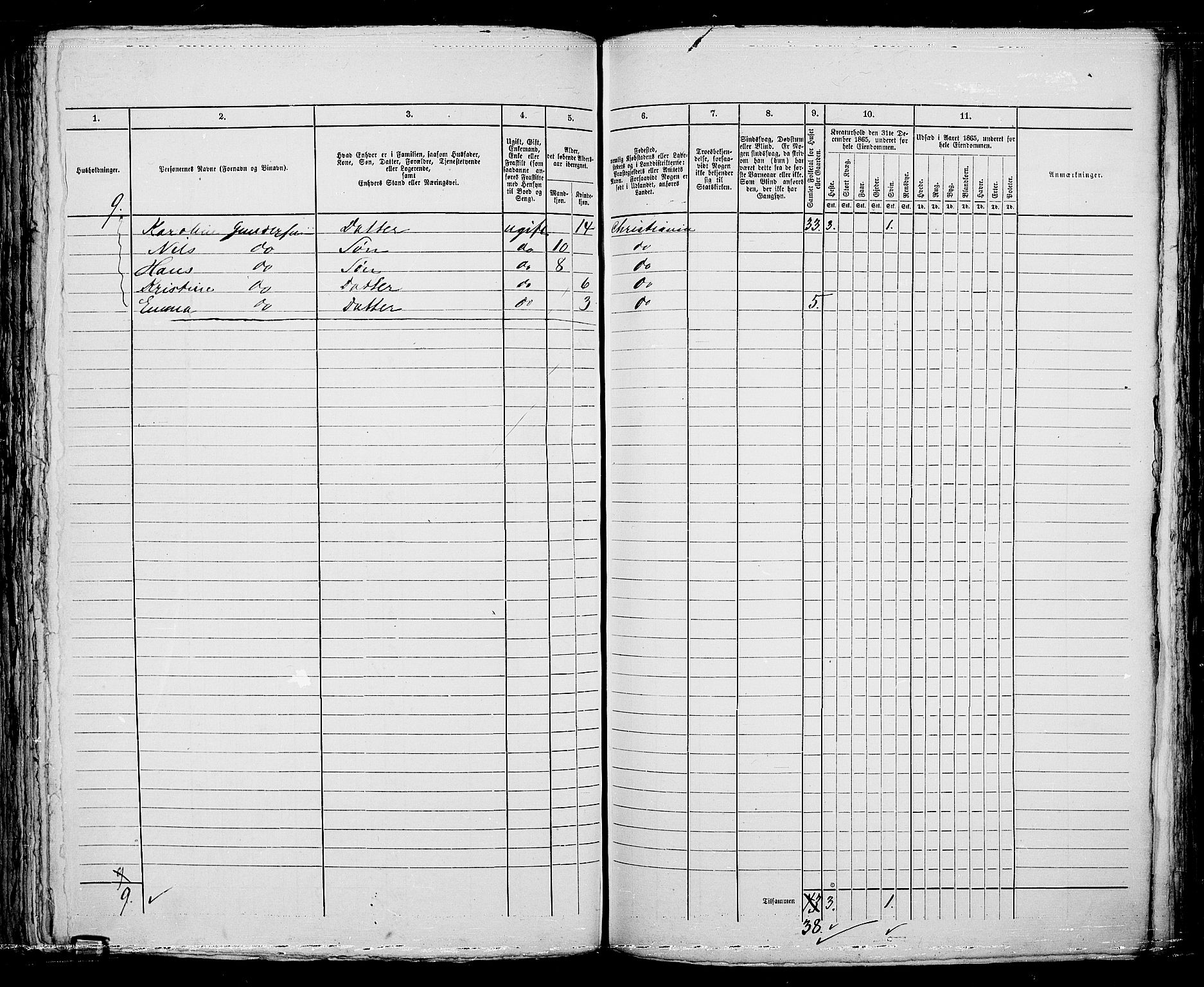 RA, Folketelling 1865 for 0301 Kristiania kjøpstad, 1865, s. 5207