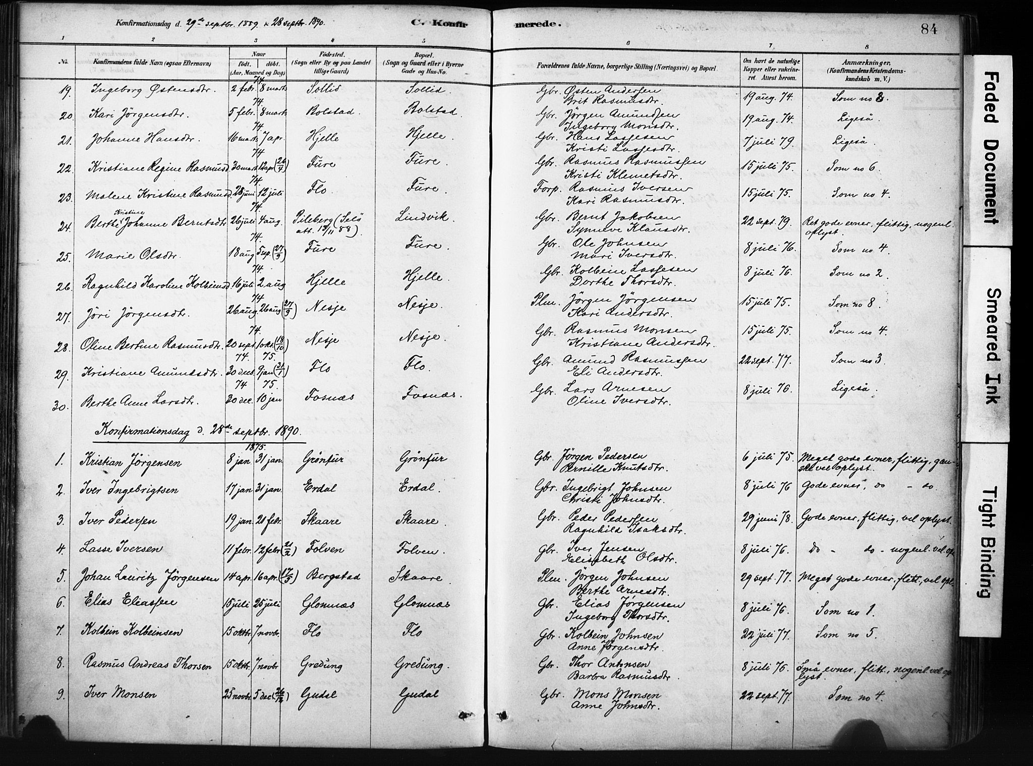 Stryn Sokneprestembete, AV/SAB-A-82501: Ministerialbok nr. D 1, 1878-1907, s. 84
