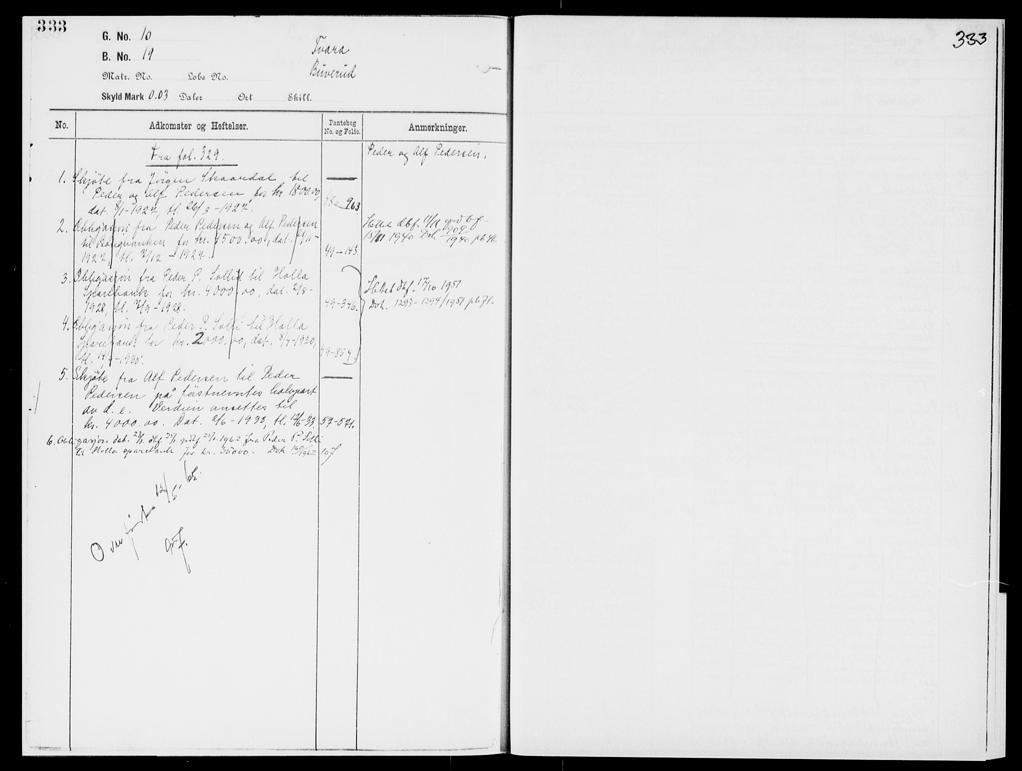 Nedre Telemark sorenskriveri, AV/SAKO-A-135/G/Gb/Gbg/L0001: Panteregister nr. VII 1, s. 333