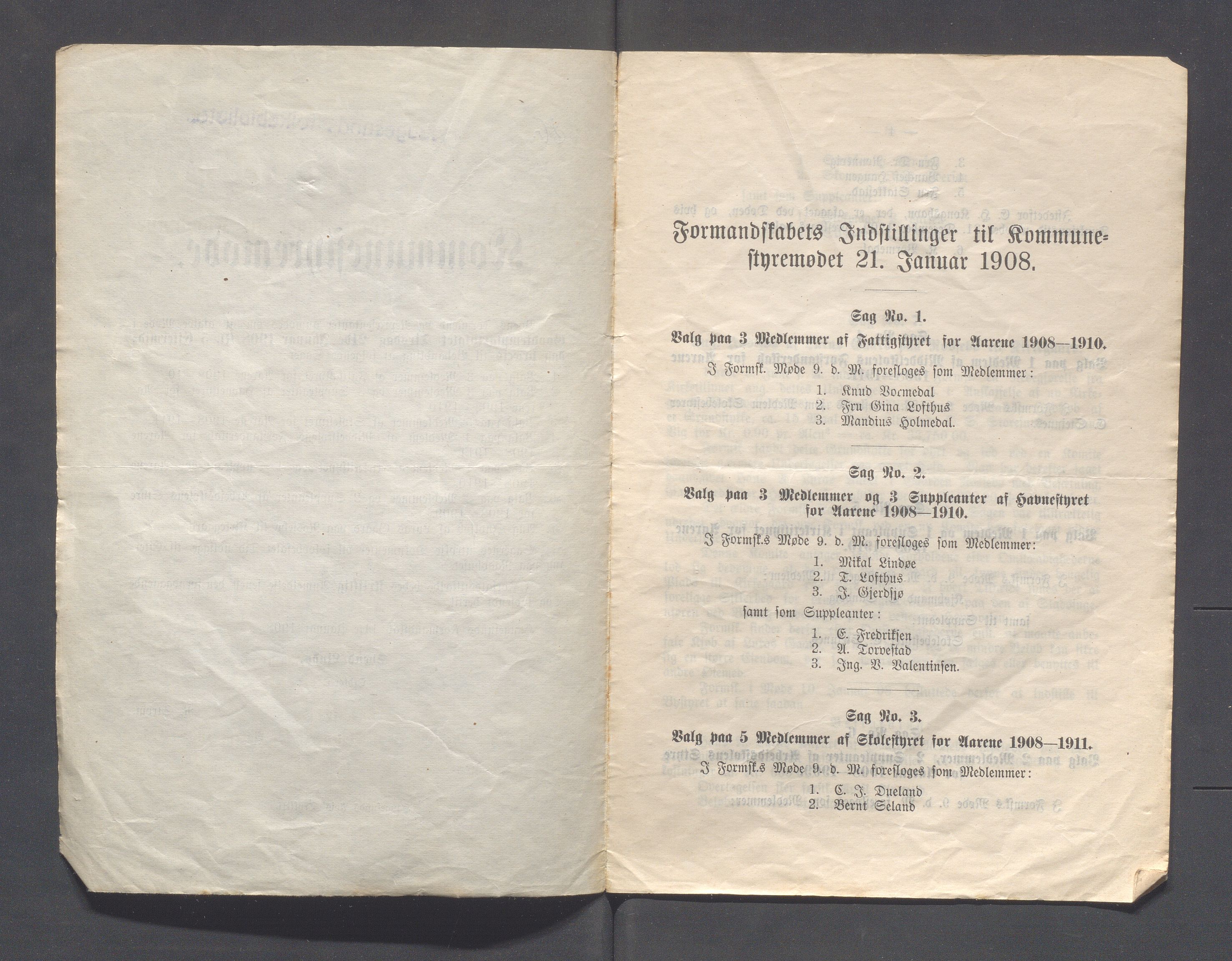 Haugesund kommune - Formannskapet og Bystyret, IKAR/A-740/A/Abb/L0002: Bystyreforhandlinger, 1908-1917, s. 2